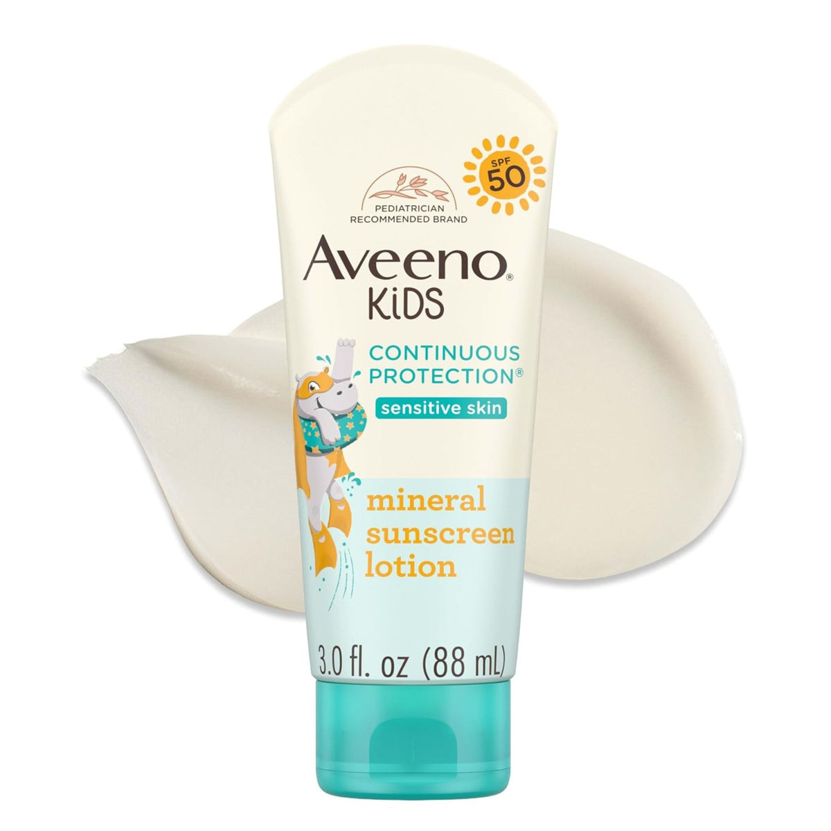 Aveeno Kids SPF 50 mineral sunscreen lotion new packaging comparison