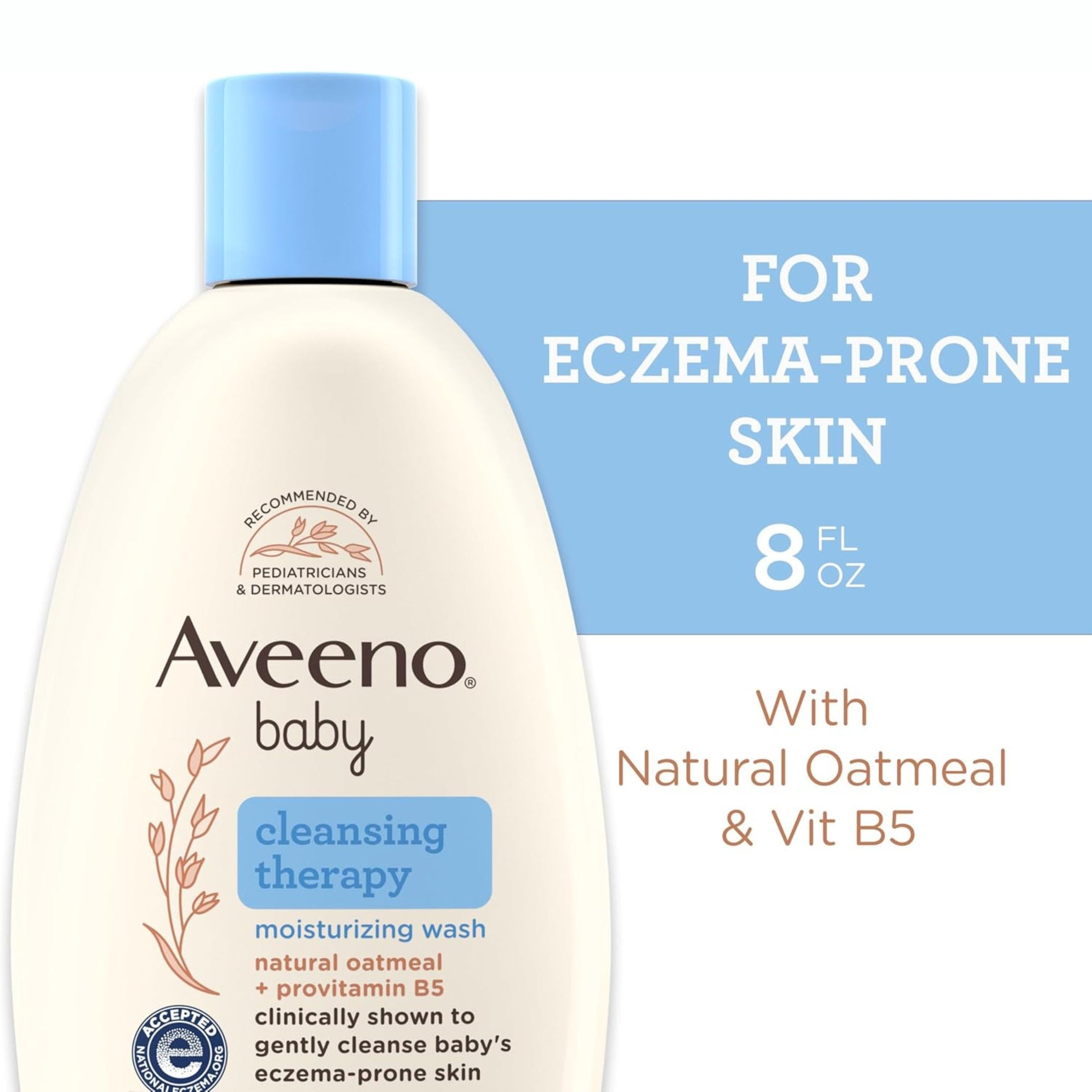 Aveeno Baby Cleansing Therapy Moisturizing Baby Body Wash with Natural Oatmeal & ProVitamin B5, Gentle Tear-Free Baby Bath Wash for Sensitive & Eczema-Prone Skin, Hypoallergenic, 8 oz