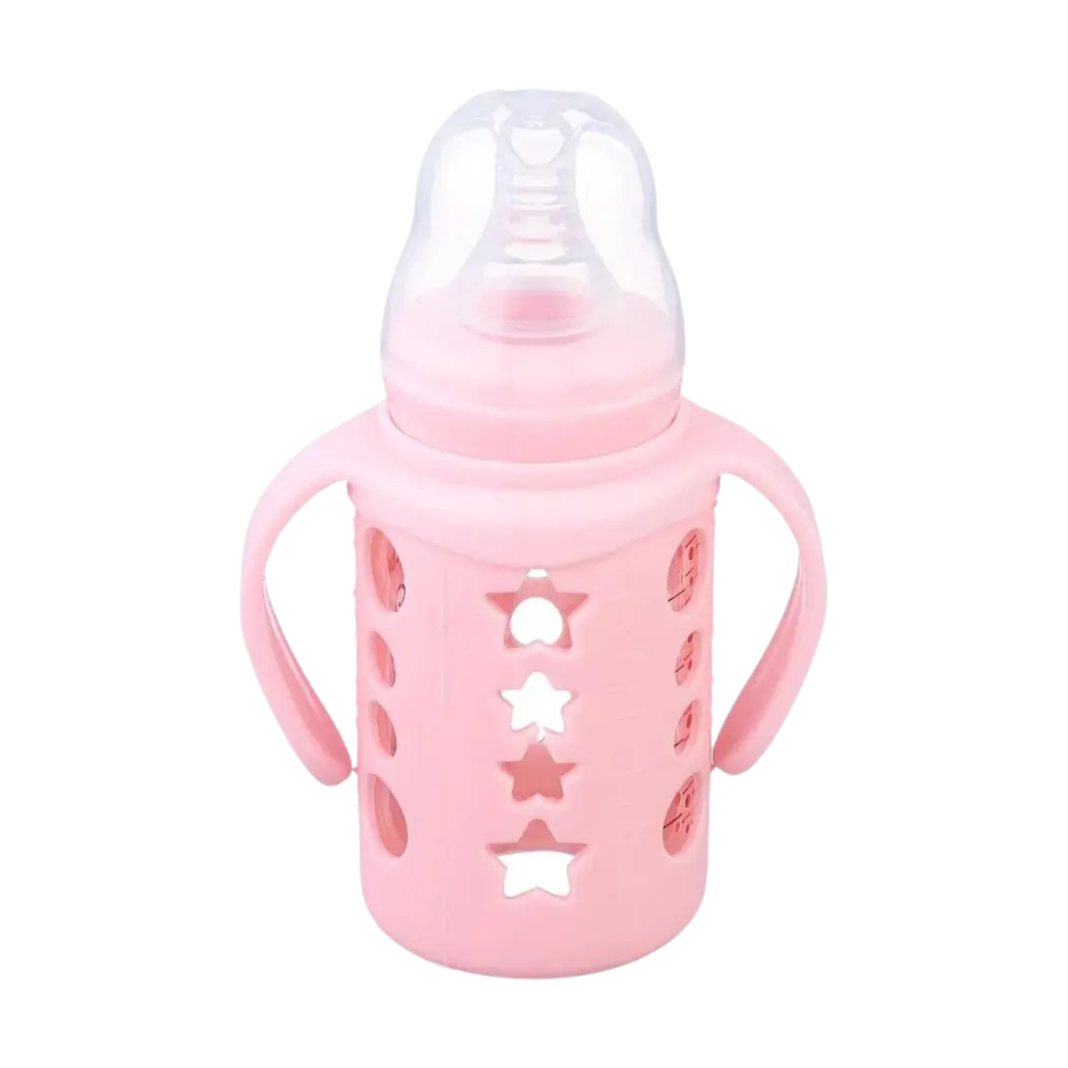 MUMLOVE Baby Glass Feeding Bottle – 120ml / 4oz | BPA Free | Shock-Proof Sleeve | Dust-Proof Cover | 2–18 Months