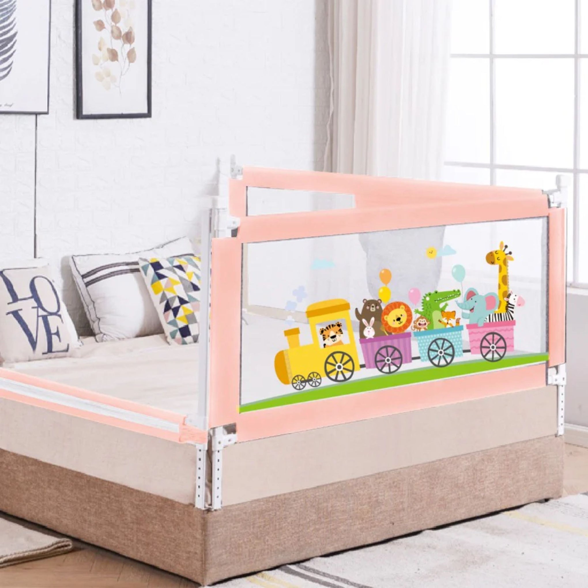 R for Rabbit Safari Baby Bed Rail, (Pack of 1) , Anti-Fall Safeguard Toddler Safety, Adjustable Height & Foldable with Storage Pocket for Kids ( BLUE , GREY , PINK )