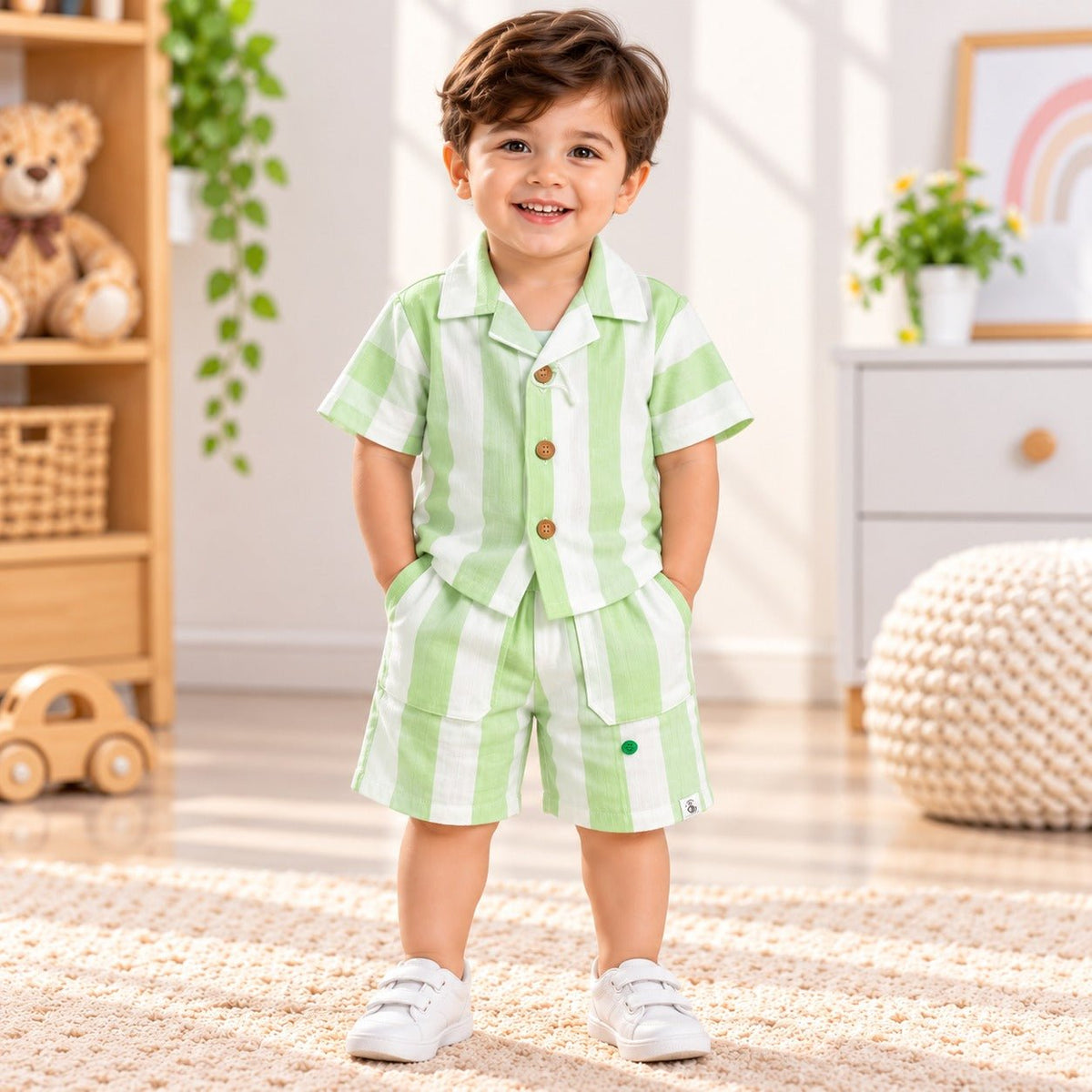 Baby Boys Striped Summer Shirt & Shorts Set - SMILE BABY