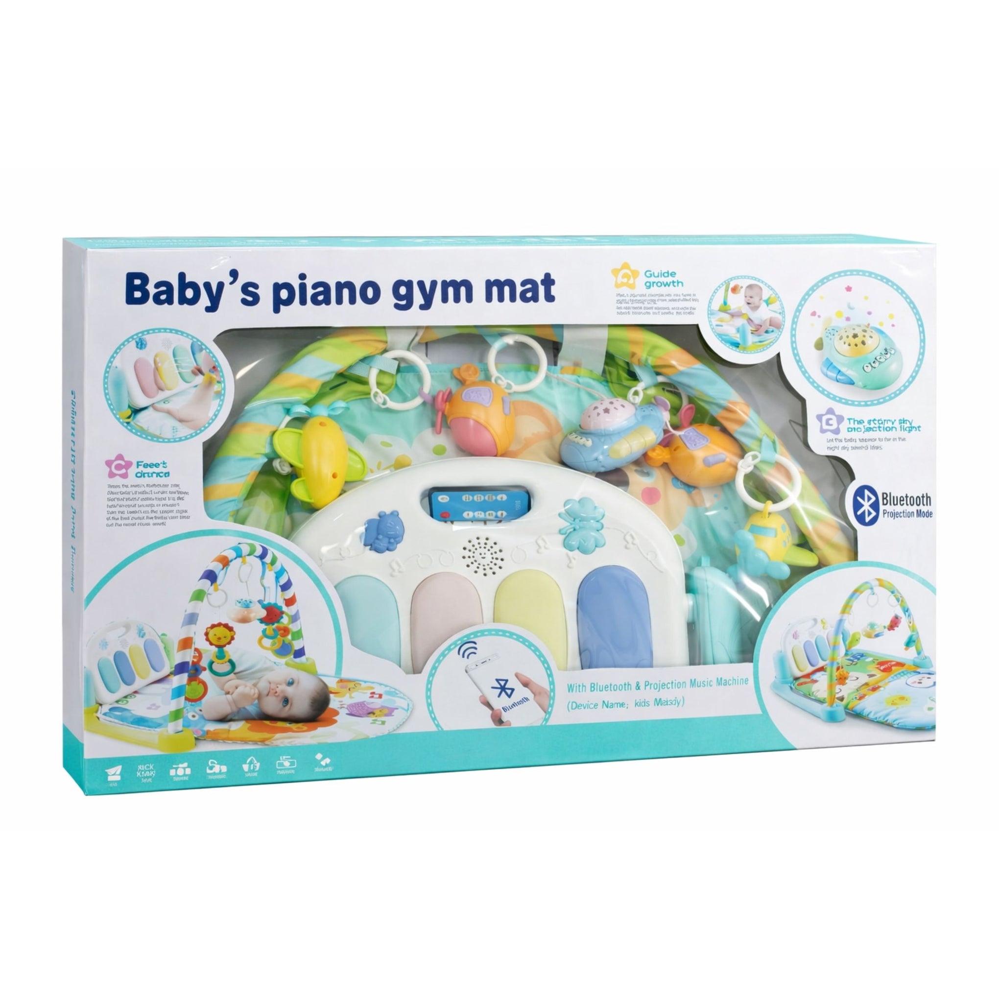 Baby Piano Gym Mat with Musical Keyboard, Projection Light & Bluetooth | 5-in-1 Activity Play Gym for Infants & Toddlers