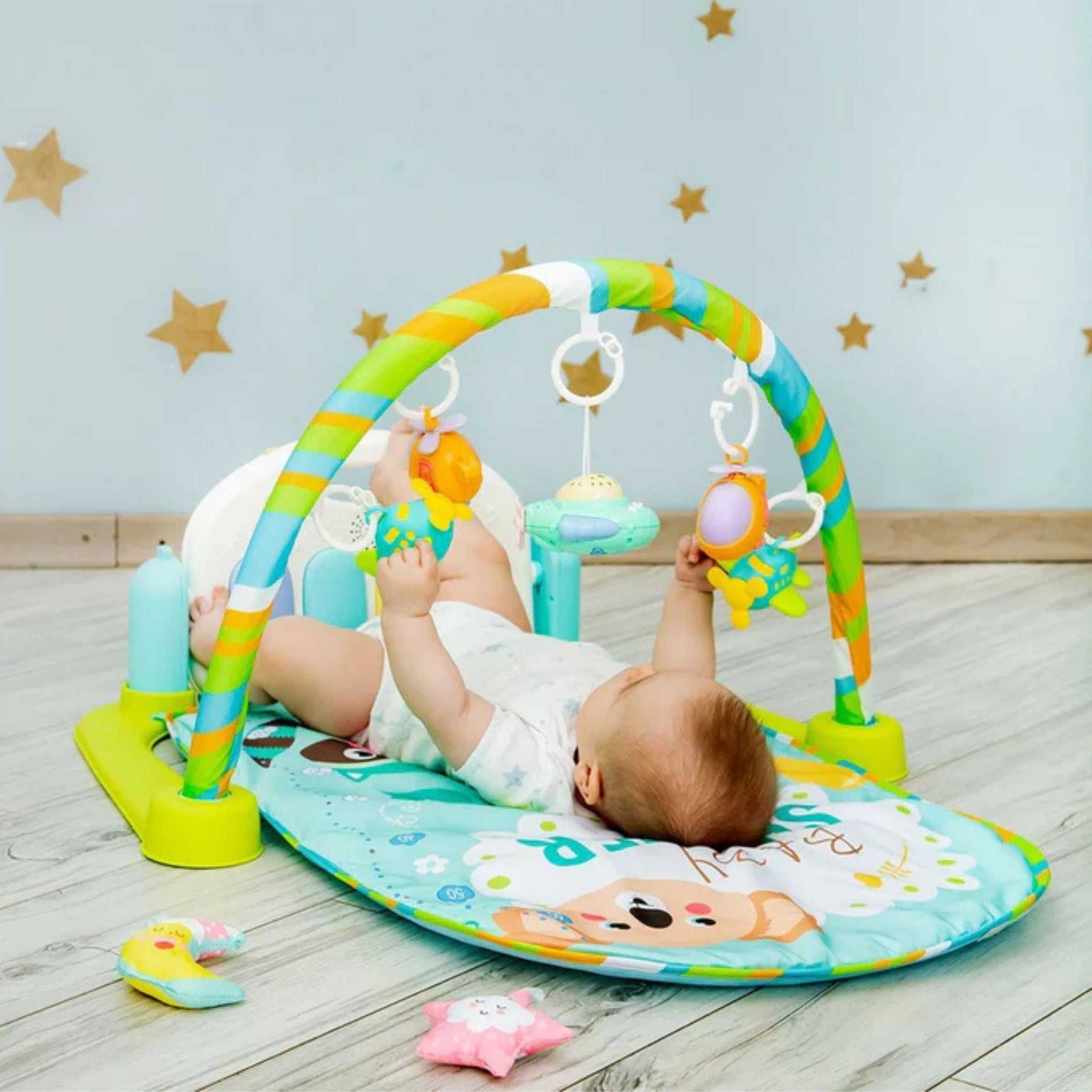 Baby Piano Gym Mat with Musical Keyboard, Projection Light & Bluetooth | 5-in-1 Activity Play Gym for Infants & Toddlers