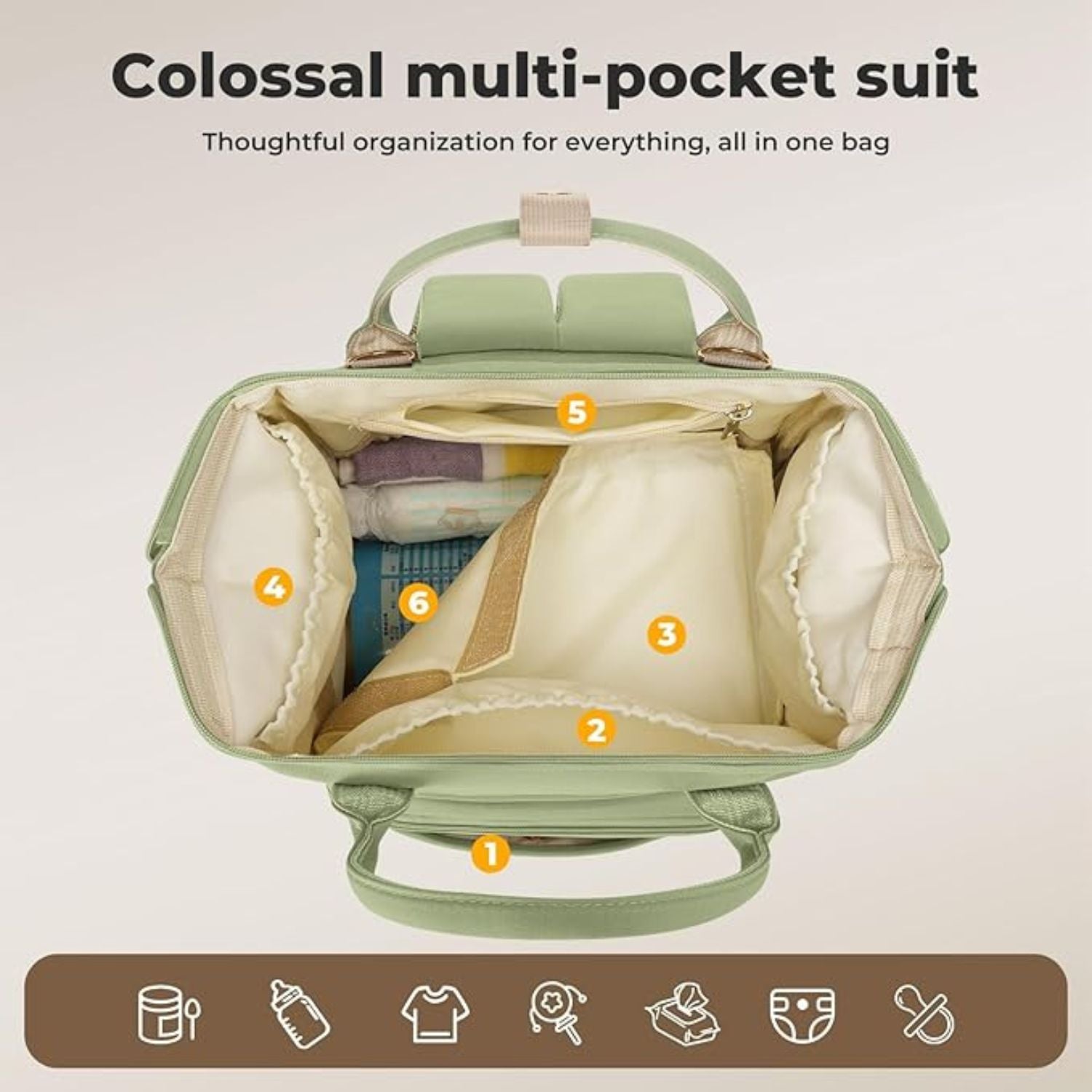 MEE MEE Multi-Functional Mother Bag | Large Capacity Baby Diaper Backpack with Insulated Bottle Pockets | Waterproof & Travel Friendly (Pink, Black, Cream, Green)