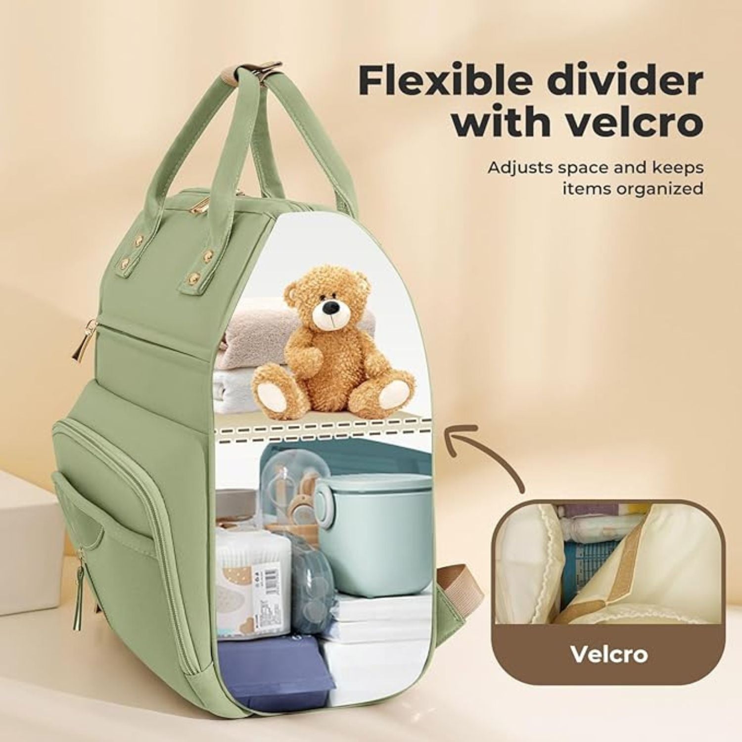 MEE MEE Multi-Functional Mother Bag | Large Capacity Baby Diaper Backpack with Insulated Bottle Pockets | Waterproof & Travel Friendly (Pink, Black, Cream, Green)