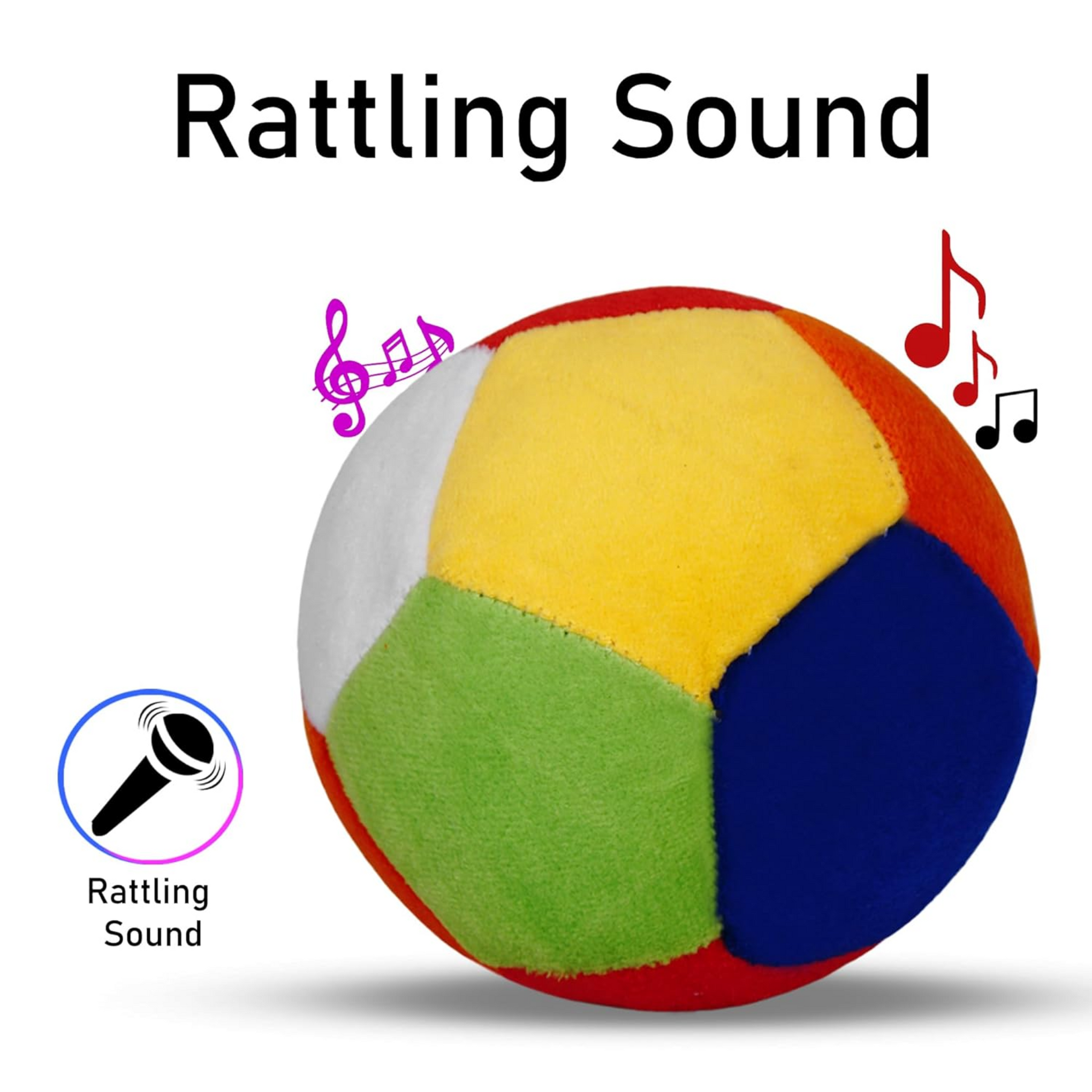Smile Baby Colorful Baby Rattle Ball - Soft Plush Stuffed Toy with Rattle Sound for Baby and Toddlers - Soft, Cuddly and Huggable, No Sharp Edges Diameter - 11 CM (Multicolor) (Rattle Ball)