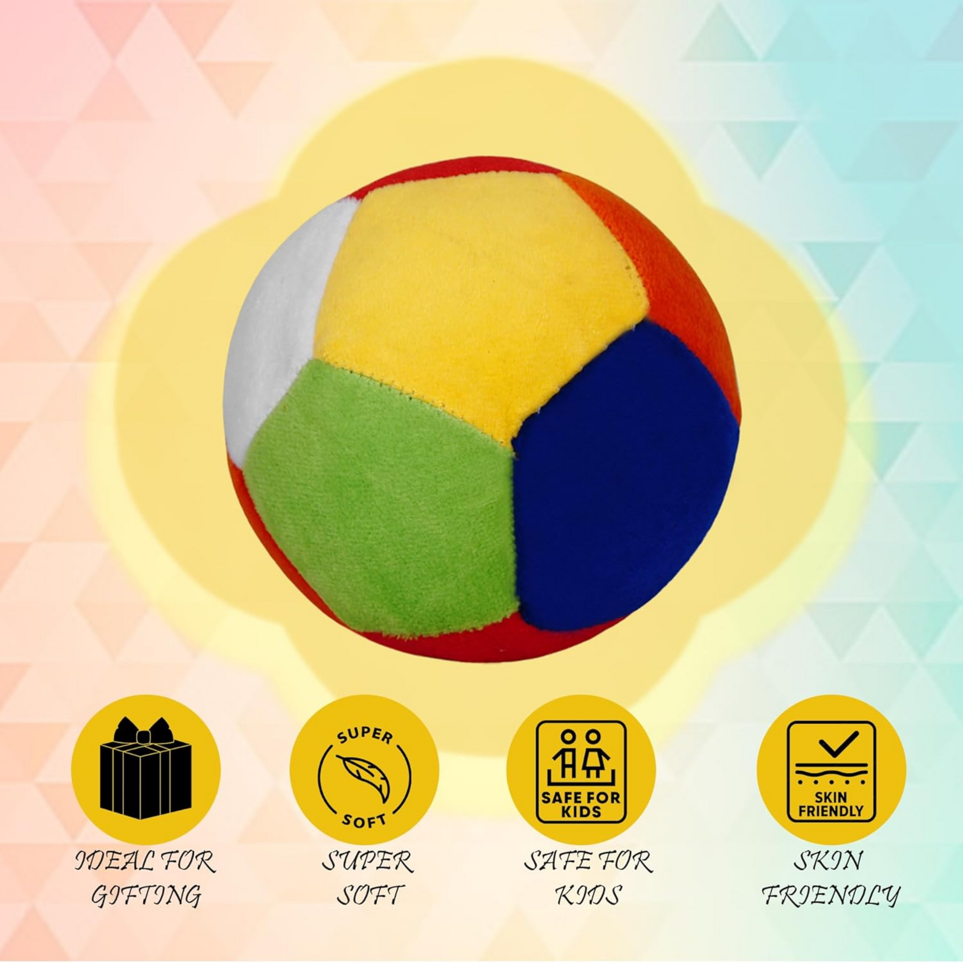 Smile Baby Colorful Baby Rattle Ball - Soft Plush Stuffed Toy with Rattle Sound for Baby and Toddlers - Soft, Cuddly and Huggable, No Sharp Edges Diameter - 11 CM (Multicolor) (Rattle Ball)