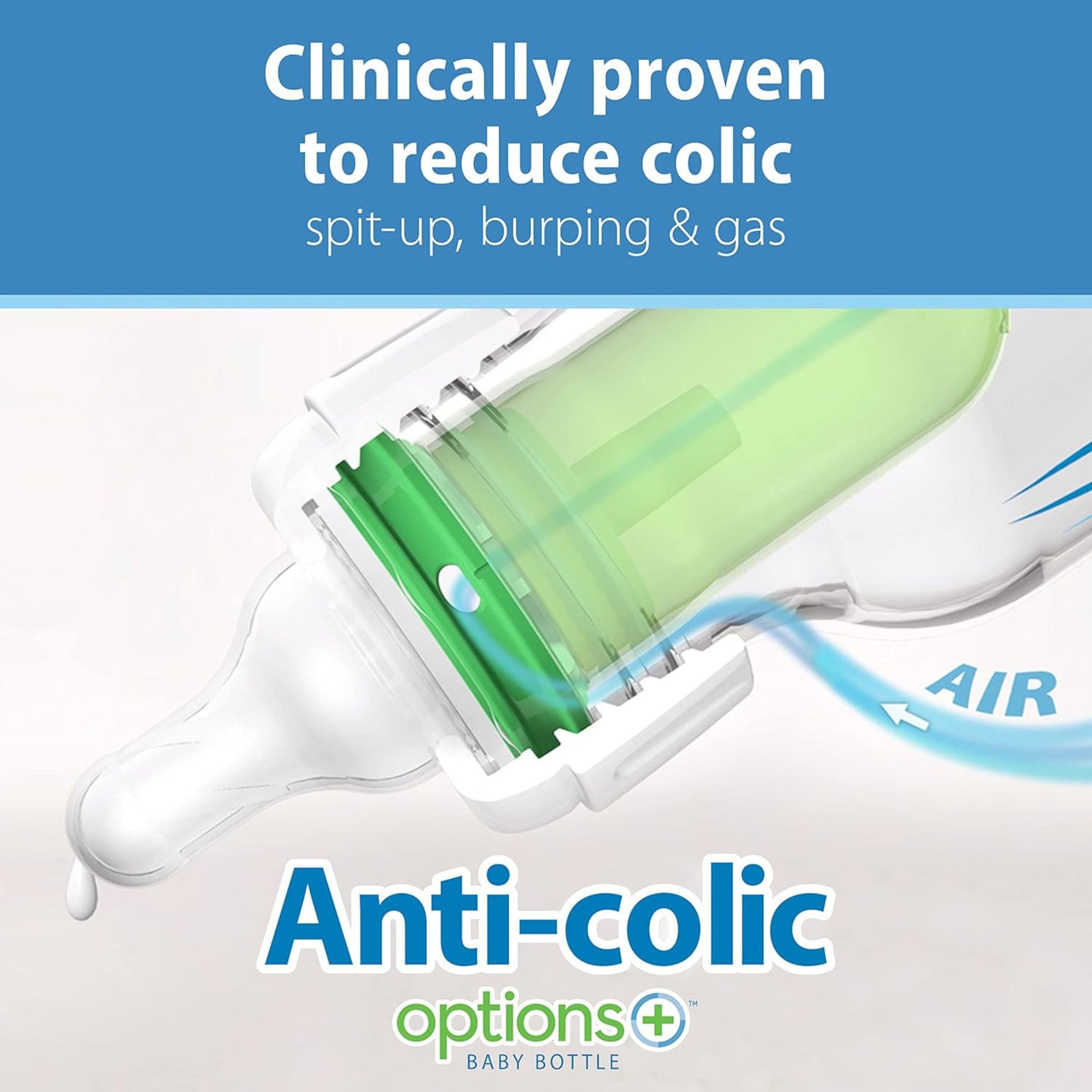 Dr. Brown's Natural Flow Anti-Colic Options+ Narrow Glass Baby Bottle, 8 oz/250 mL, with Level 1 Slow Flow Nipple, 1 Pack, 0m+