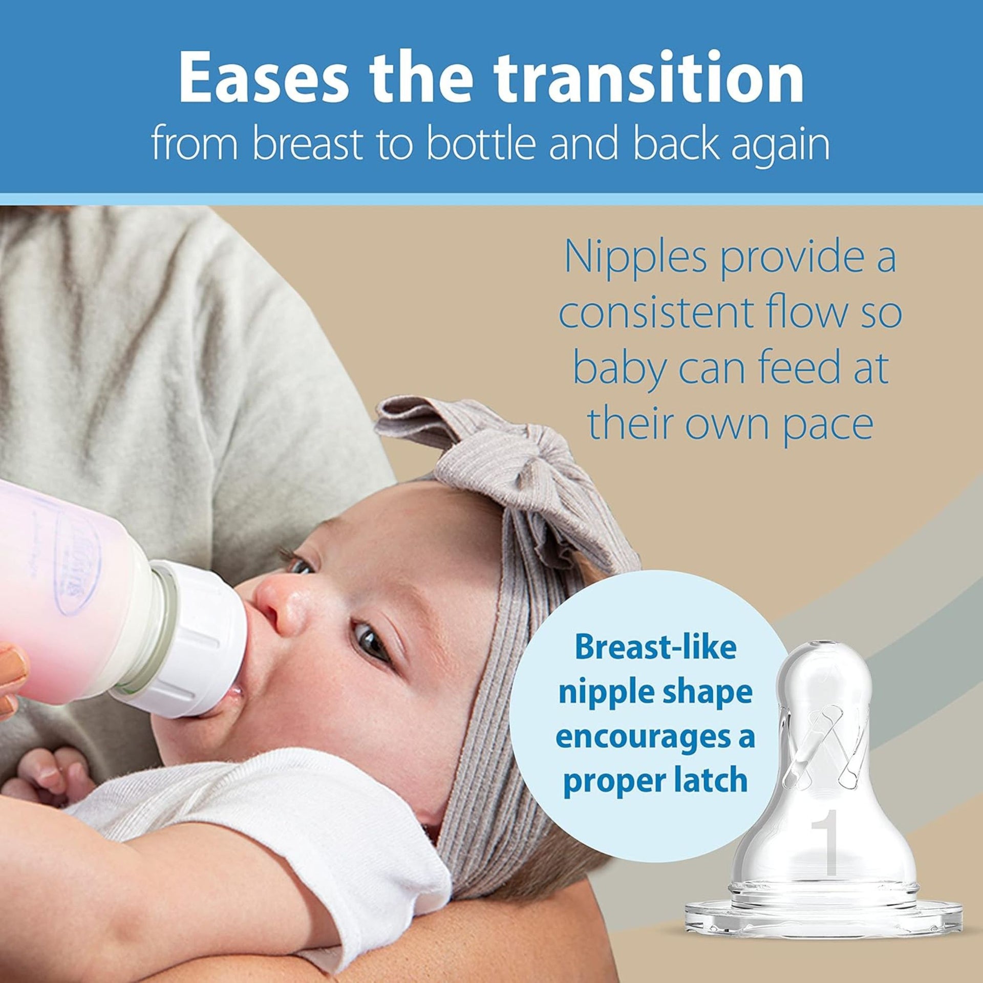 Dr. Brown's Natural Flow Anti-Colic Options+ Narrow Glass Baby Bottle, 8 oz/250 mL, with Level 1 Slow Flow Nipple, 1 Pack, 0m+