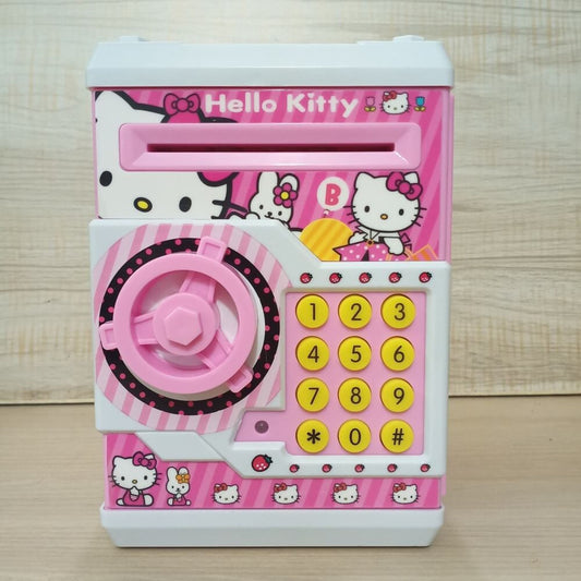 Smile Baby Mini ATM Piggy. Bank, Money Saving Bank > for Real 'Money Cash Coin | School Bag Musical Money Safe Kids Piggy Savings Bank with Finger Print Sensor - pink