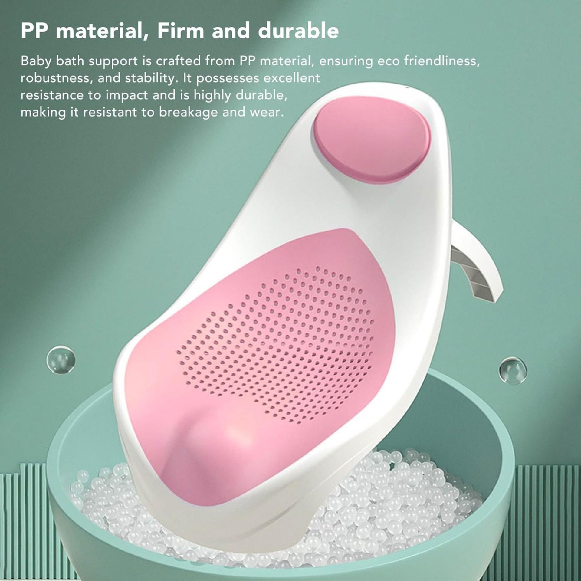 Smile Baby Baby Bath Support Seat for Newborns & Infants | Anti-Slip Baby Bather Chair for Bathtub & Sink | Comfortable & Safe Bath Seat | 0-12 Months | Pink/Grey