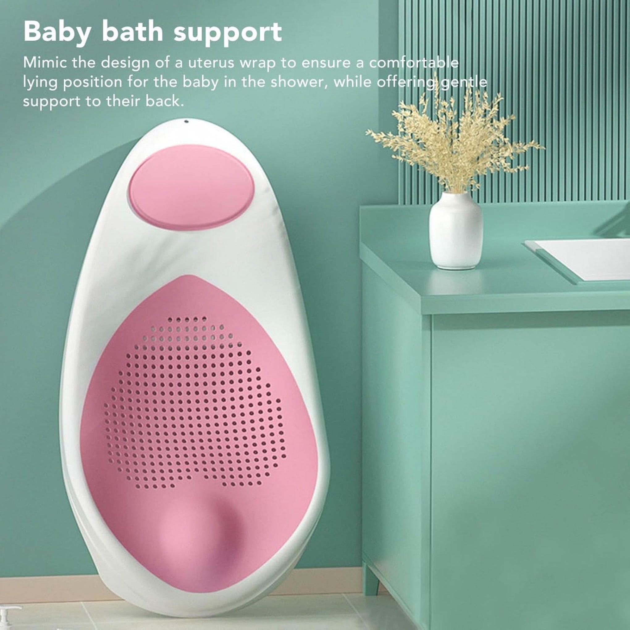 Smile Baby Baby Bath Support Seat for Newborns & Infants | Anti-Slip Baby Bather Chair for Bathtub & Sink | Comfortable & Safe Bath Seat | 0-12 Months | Pink/Grey