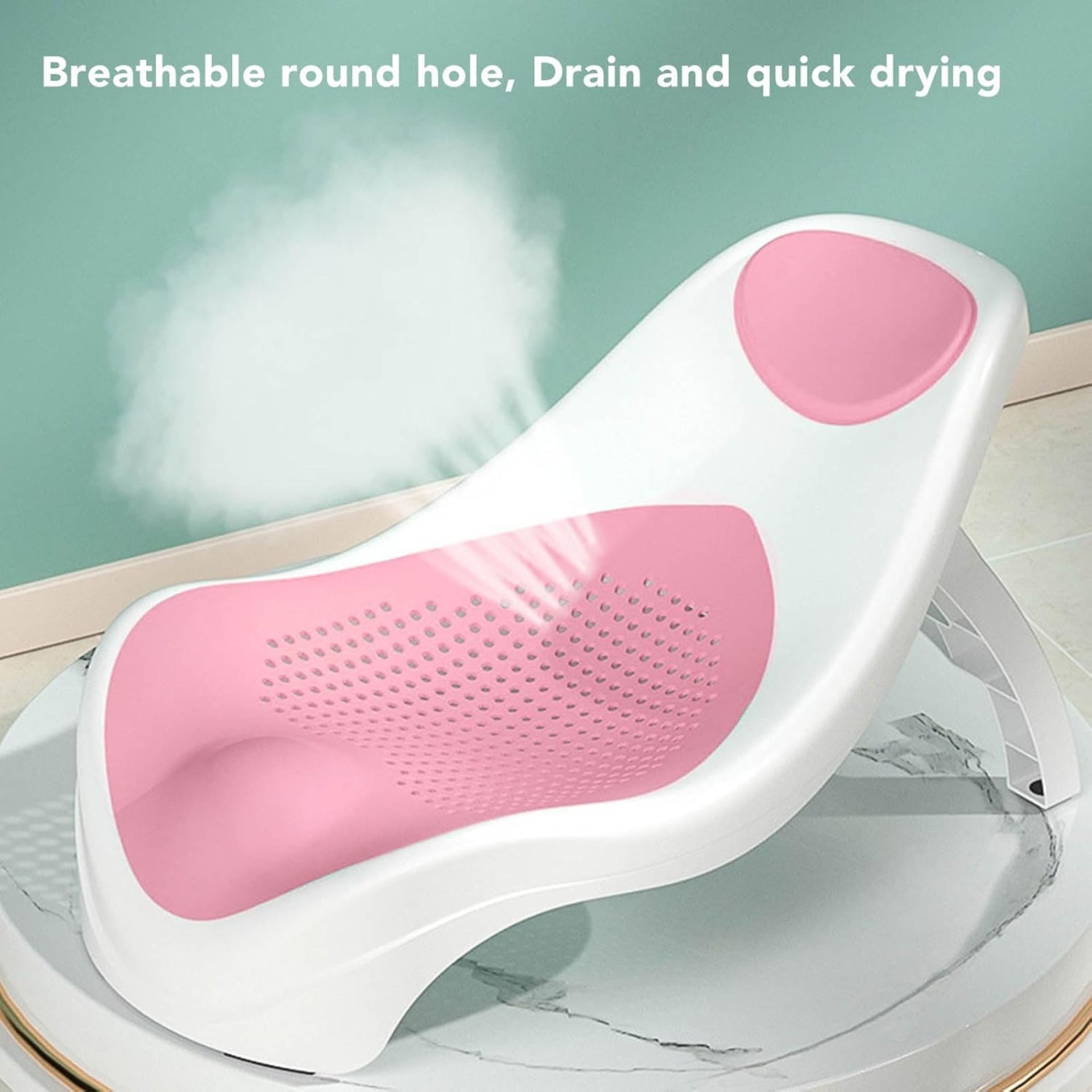 Smile Baby Baby Bath Support Seat for Newborns & Infants | Anti-Slip Baby Bather Chair for Bathtub & Sink | Comfortable & Safe Bath Seat | 0-12 Months | Pink/Grey