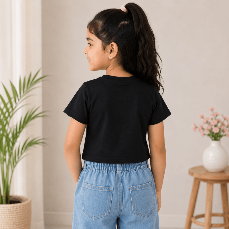 BEE & HONEY Girls The Good The Bad The Cool Crop Top T-Shirt – Black & Green | 1–14 Years - SMILE BABY