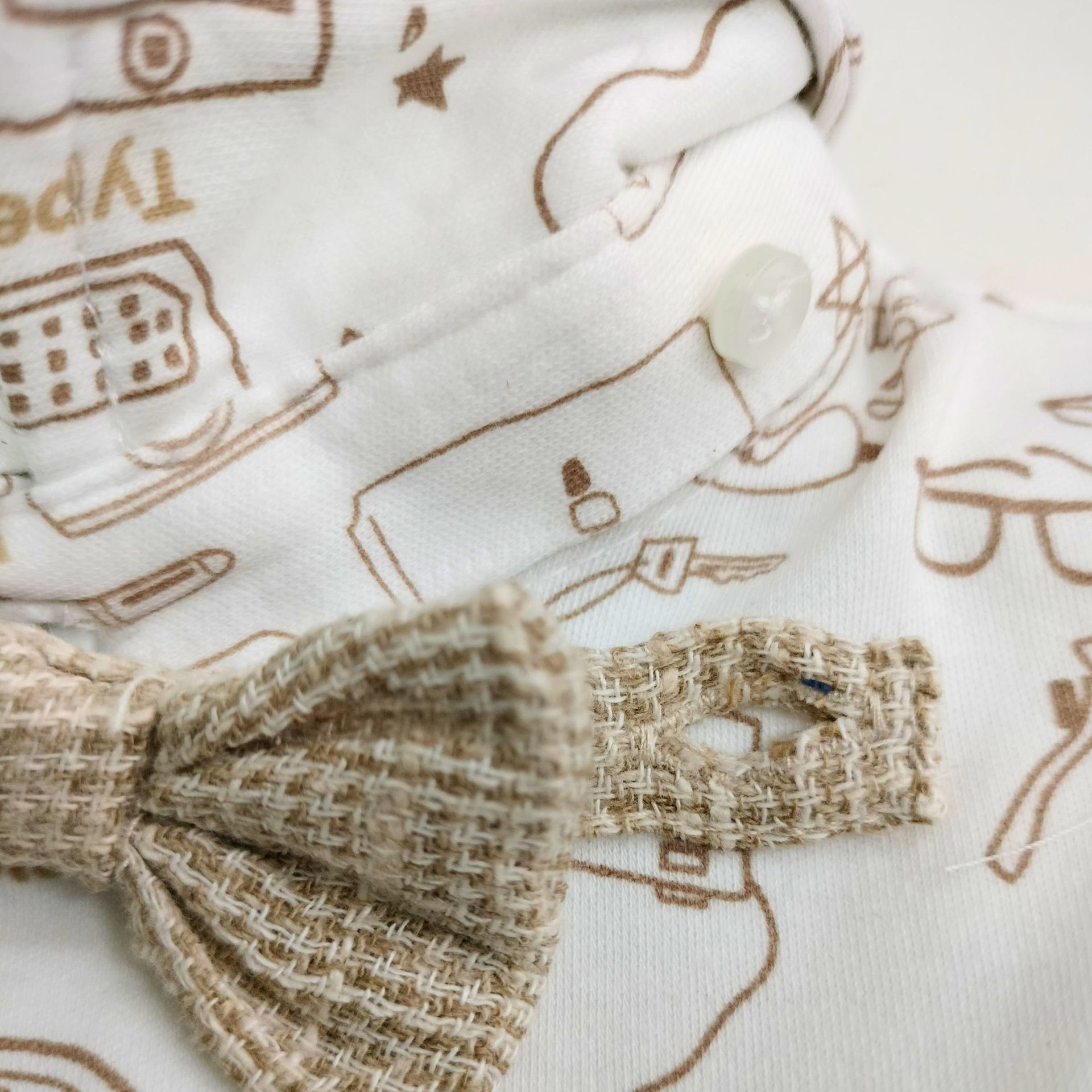 TOFFY HOUSE Boys' Fawn Suspender Shorts Set – Printed Shirt with Bow Tie | 0–9 Months  | Cotton Blend