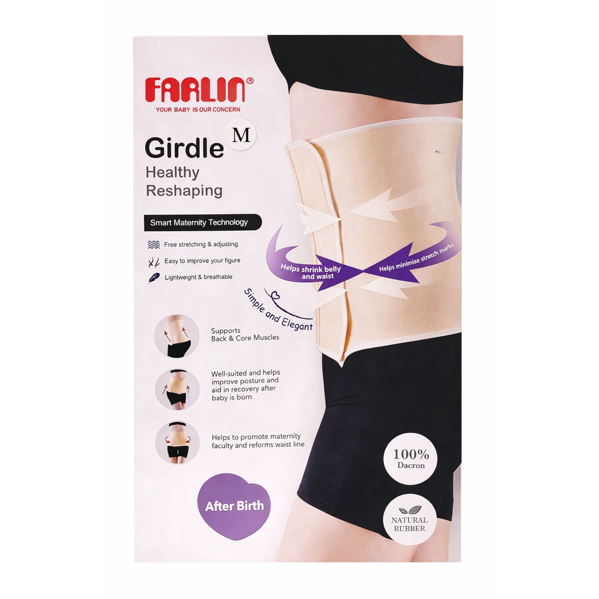 Farlin Postpartum Abdominal Girdle | Healthy Reshaping Belt for After Birth | Breathable, Adjustable & Lightweight | Sizes S, M, L, XL