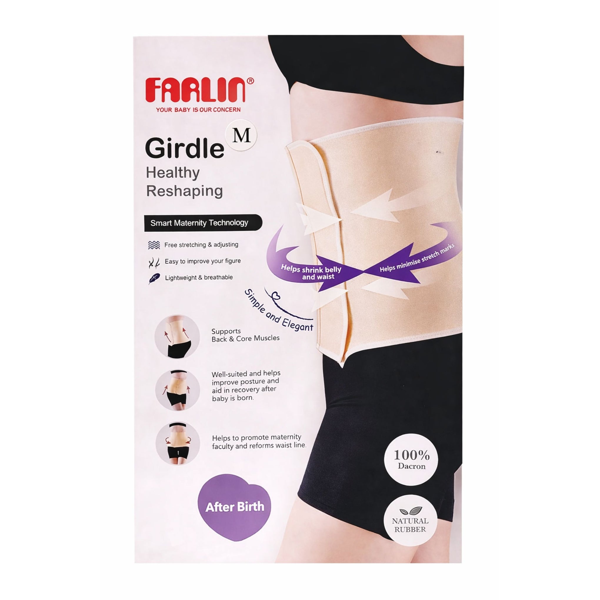 Farlin Postpartum Abdominal Girdle | Healthy Reshaping Belt for After Birth | Breathable, Adjustable & Lightweight | Sizes S, M, L, XL