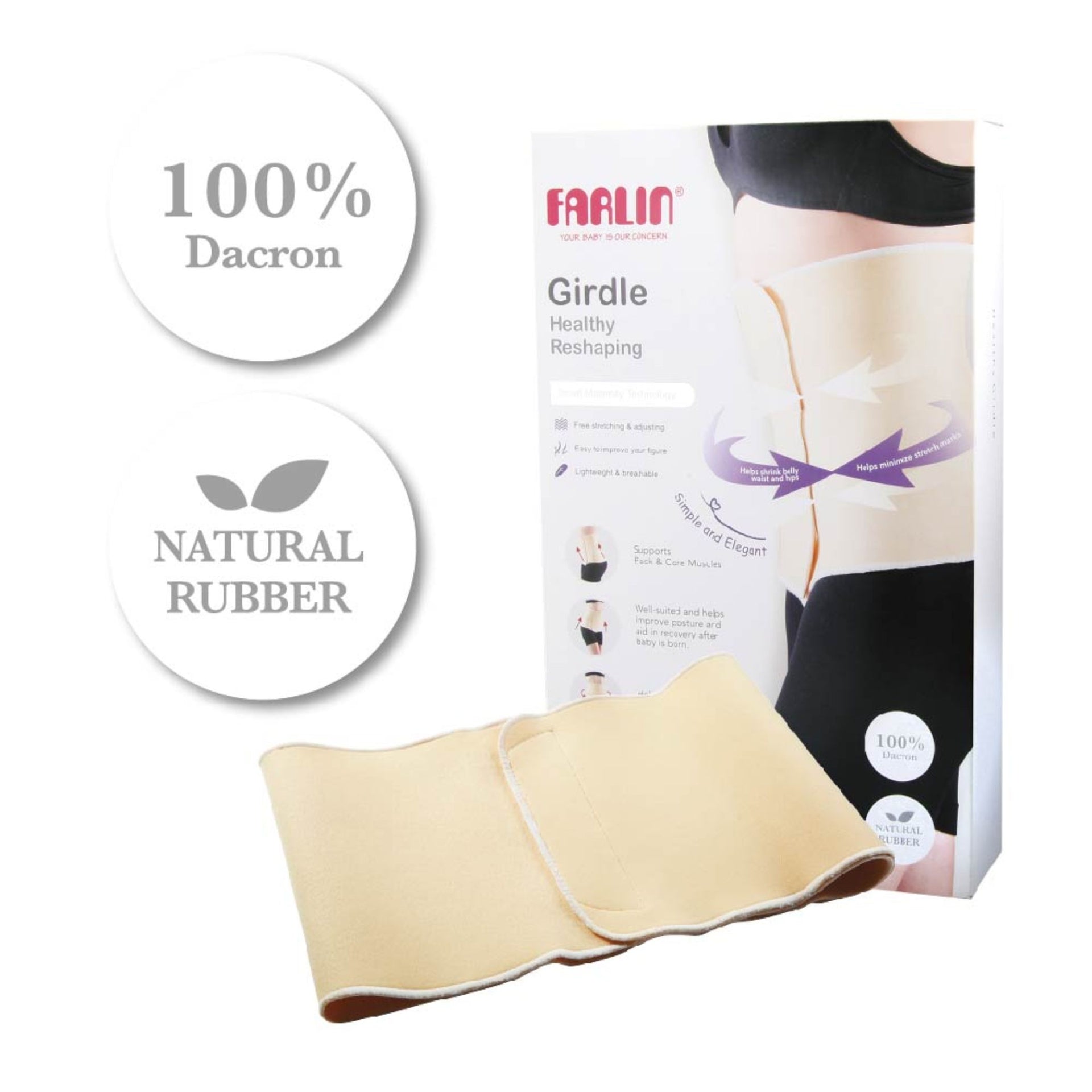 Farlin Postpartum Abdominal Girdle | Healthy Reshaping Belt for After Birth | Breathable, Adjustable & Lightweight | Sizes S, M, L, XL