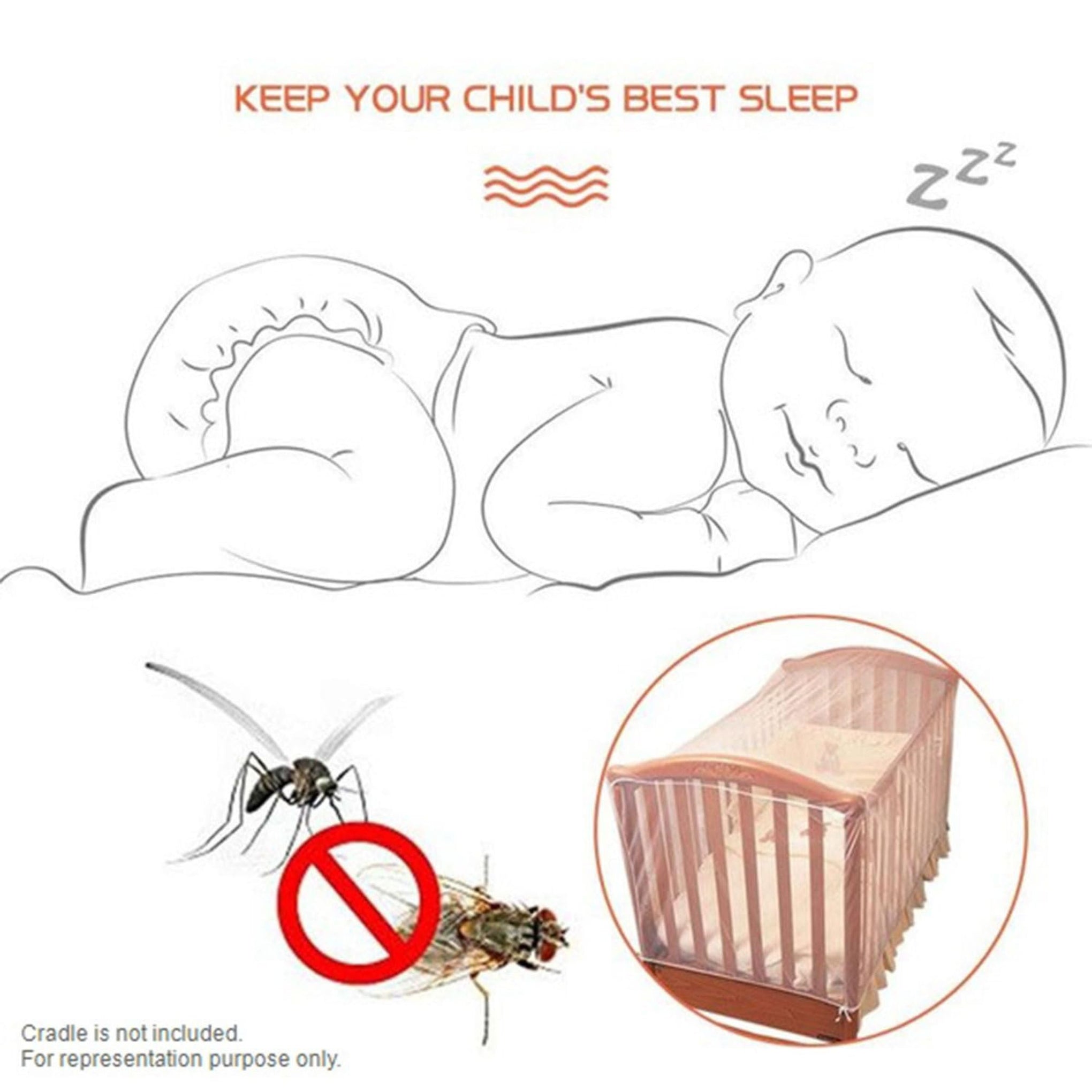 BabyMoo Essential White Cot Mosquito Net | Universal Fit for Cot, Crib, Bed | Premium Protection Against Insects, Mosquitoes, and Dust |Breathable Mesh for Baby's Comfort|Easy Installation and Storage
