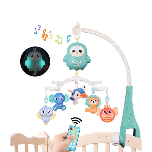 mee mee  Baby Music Crib Mobile for Hanging, Baby Bed with Timing Function, Projector and Lights, Hanging Remote Control Bedside Clock Toy for Newborns