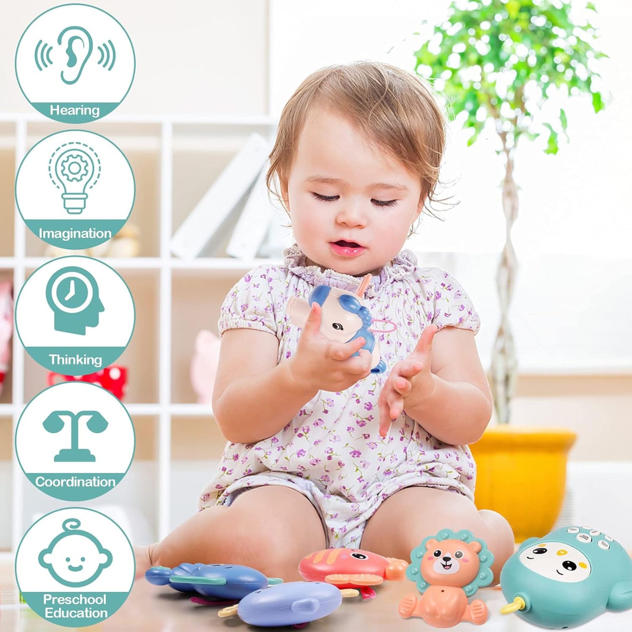 mee mee  Baby Music Crib Mobile for Hanging, Baby Bed with Timing Function, Projector and Lights, Hanging Remote Control Bedside Clock Toy for Newborns