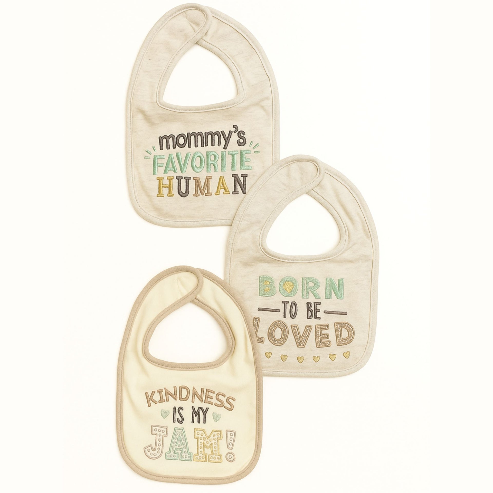 Smile Baby 3-Piece Soft Cotton Baby Bib Set | Feeding Bibs for Newborns & Infants | Easy Velcro Closure | Unisex Design