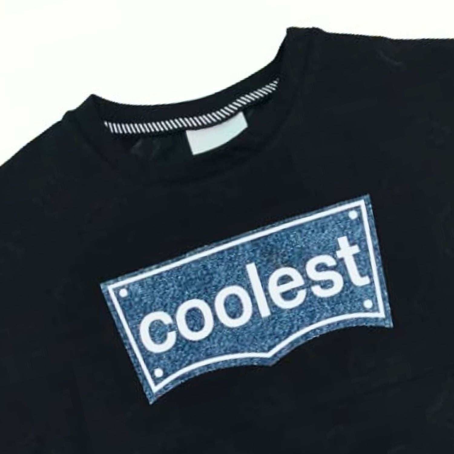 COOLEST Boys’ Track Suit – T-Shirt & Pant Set with Denim “Coolest” Patch | Ages 3–12 Years | Cream, Brown & Black