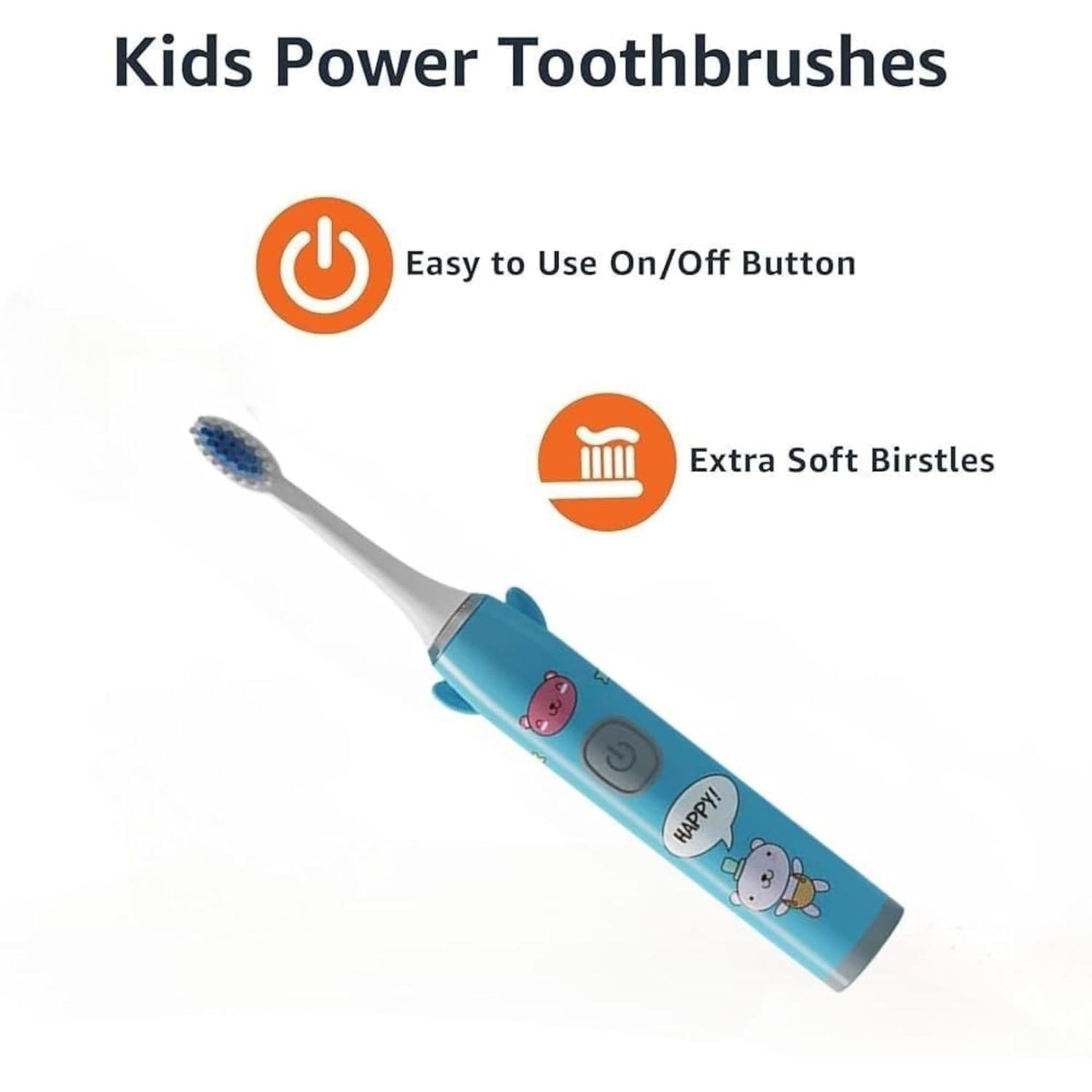 Smile Baby kids Electric Toothbrush with Cartoon Characters, Soft Bristles Battery Operated Kids Cartoonic Vibrating/Oscillating Toothbrush for cleaning the teeth (blue, 1pec)