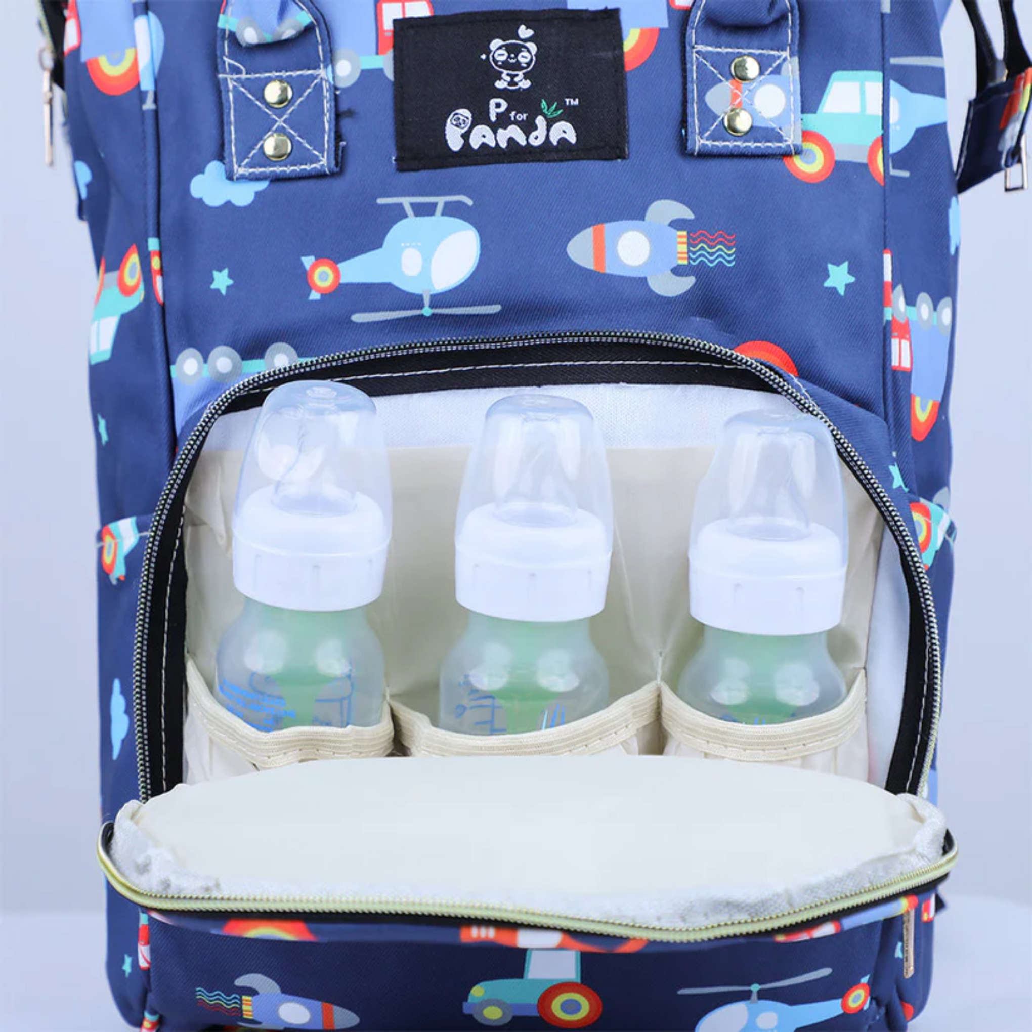 Smile Baby Diaper Bag/ Mummy Bag/ Nursery Bag Stylish Travelling Backpack Spacious, Multifunctional, Stylish & Waterproof baby bag.(  Panda Blue)