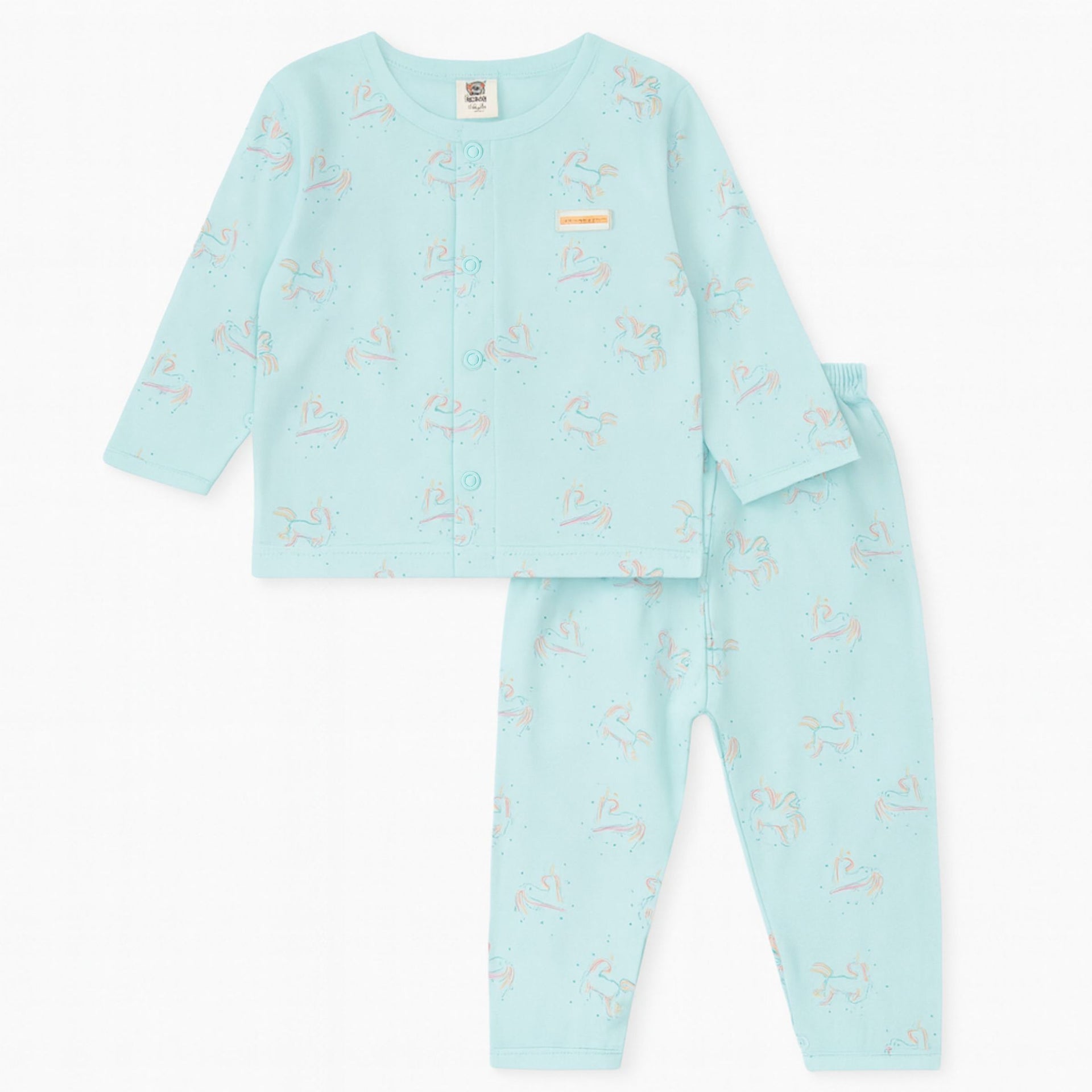 TOFFY HOUSE's F.BLUE Unicorn Night Suit – Full Sleeve Top & Pajama | Soft Cotton | 9M–3Y