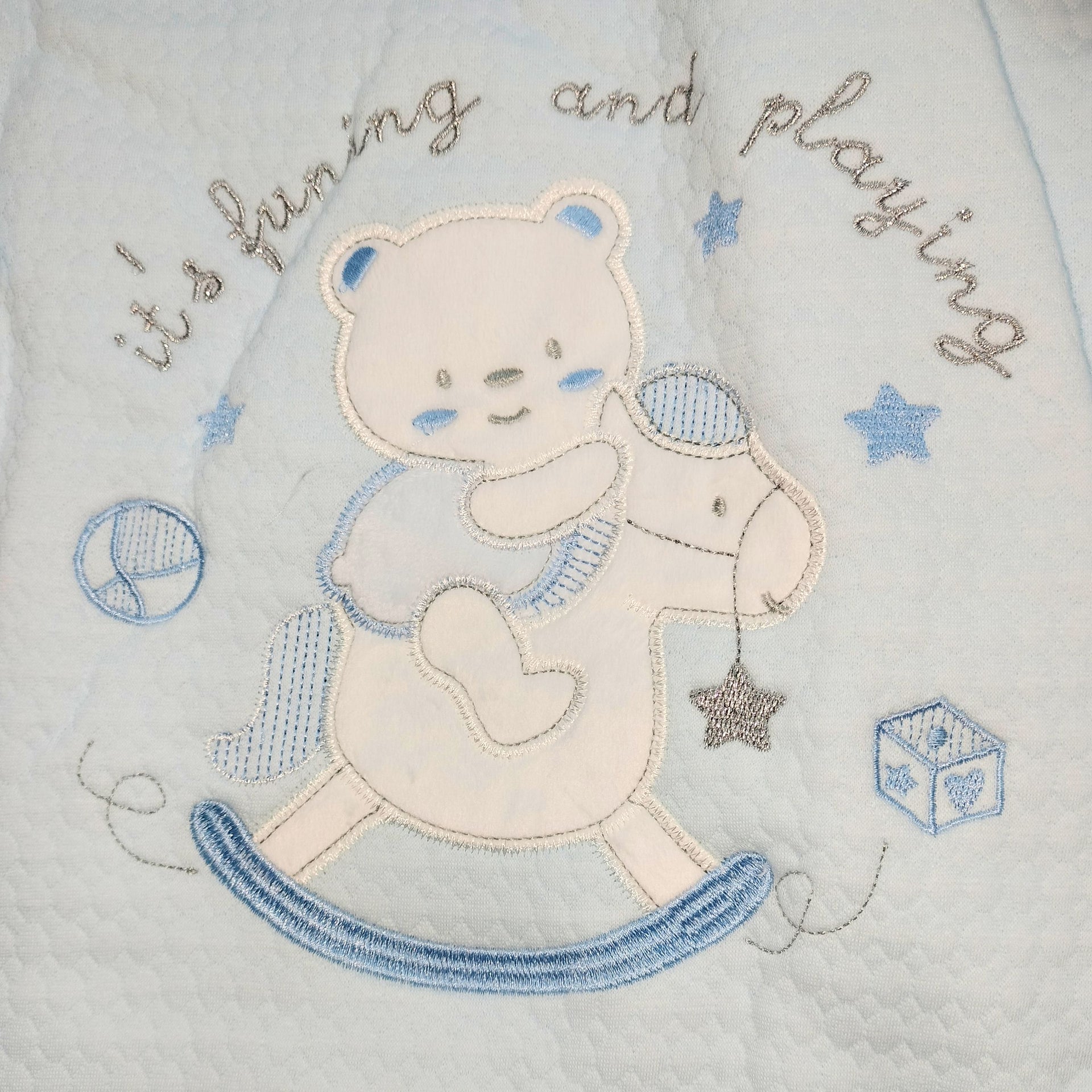 SMILE BABY Soft Sky Blue , pink & cream color's Baby Sleeping Bag – Quilted Cotton | Hooded Wrap with Teddy Bear Embroidery | Newborn to 6 Months | Cozy & Breathable