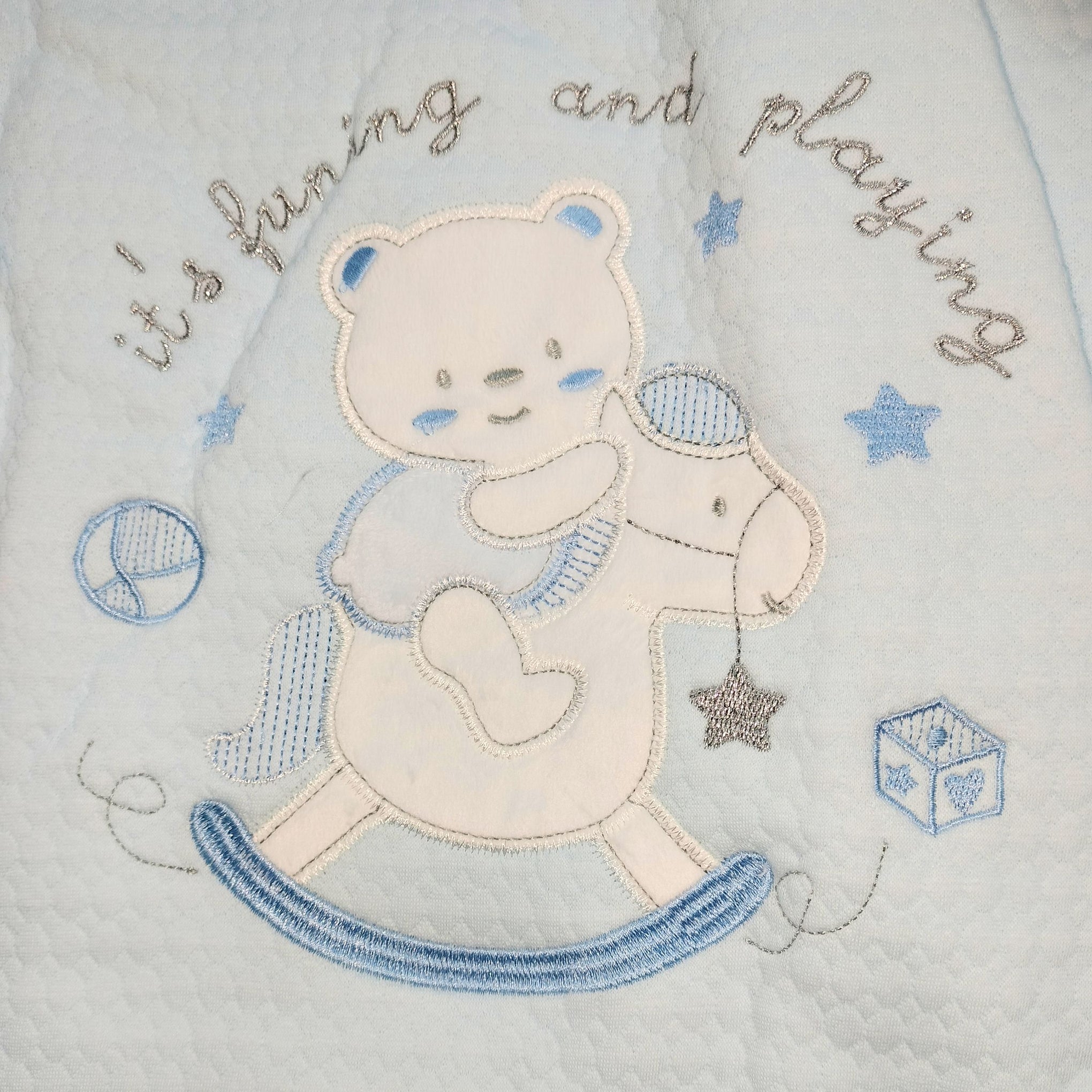 SMILE BABY Soft Sky Blue , pink & cream color's Baby Sleeping Bag – Quilted Cotton | Hooded Wrap with Teddy Bear Embroidery | Newborn to 6 Months | Cozy & Breathable