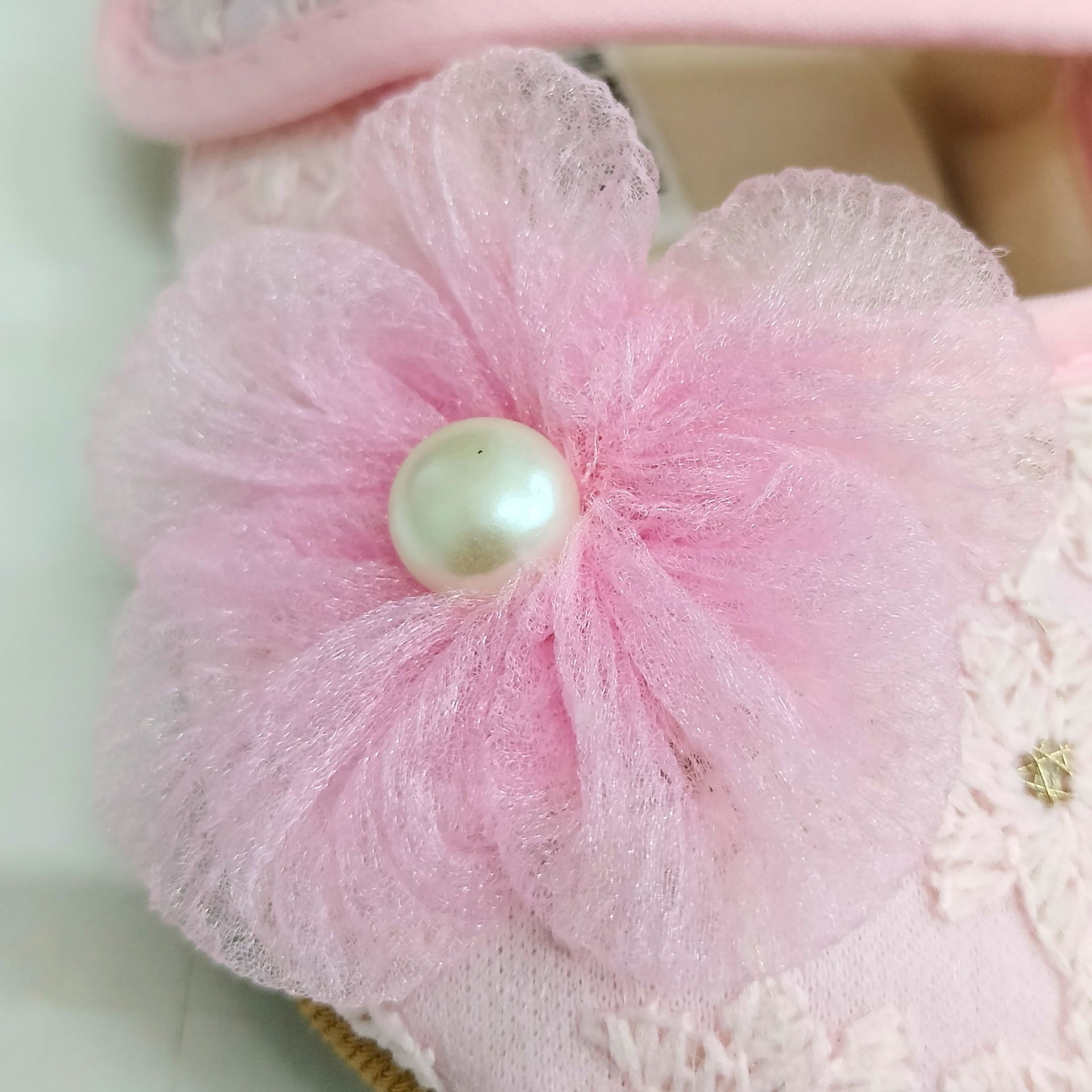 Smile Baby Girls' Soft Pink Booties – Anti-Slip Sole | Flower Bow Design | Perfect for 0–12 Months
