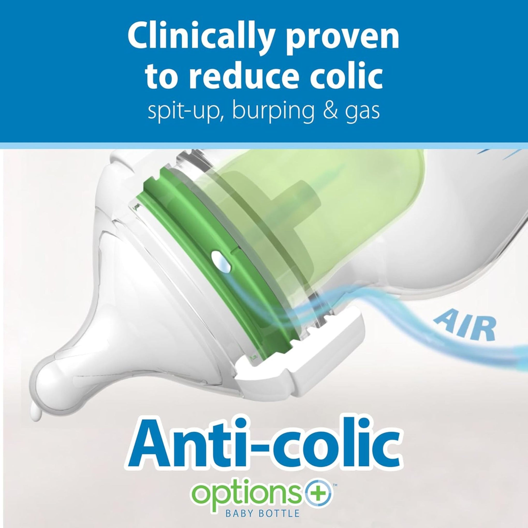 Dr. Brown's Natural Flow Anti-Colic Options+ Wide-Neck Glass Baby Bottle 9 oz/270 mL,with Level 1 Slow Flow Nipple,1 Pack,0m+