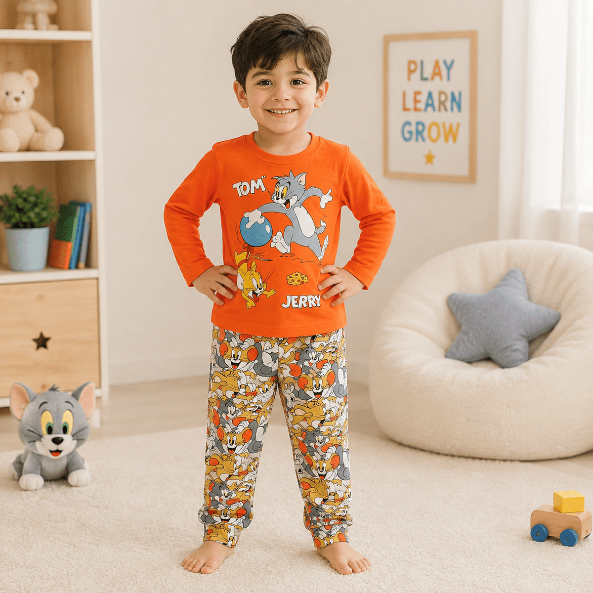 Boys' Night Suit - Full Sleeve Tom & Jerry Set for Ages 1-10 - SMILE BABY