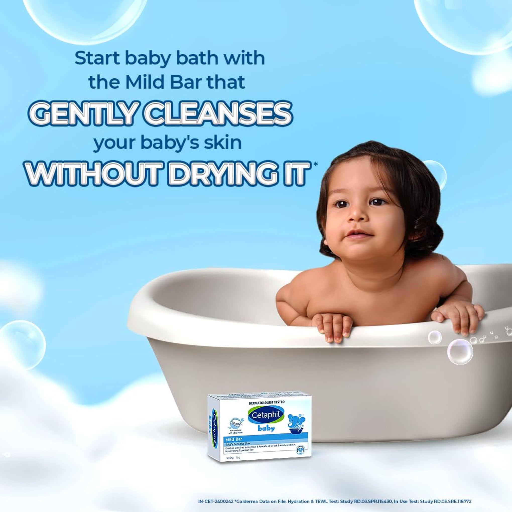 Cetaphil Baby Mild Bar 75gm, Kids Soap for Bath, White, Medium