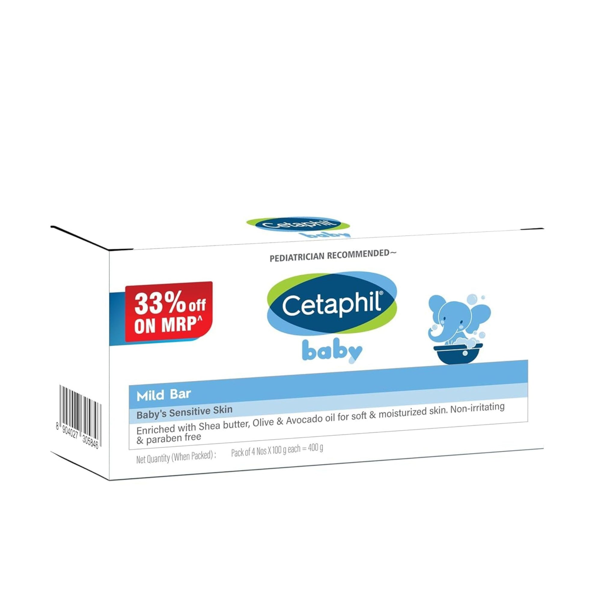 Cetaphil baby PEDIATRICIAN RECOMMENDED Mild Bar pack of 4 , 100g