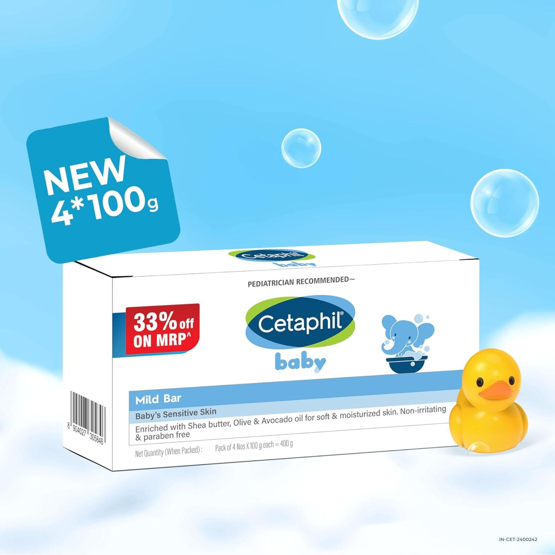 Cetaphil baby PEDIATRICIAN RECOMMENDED Mild Bar pack of 4 , 100g