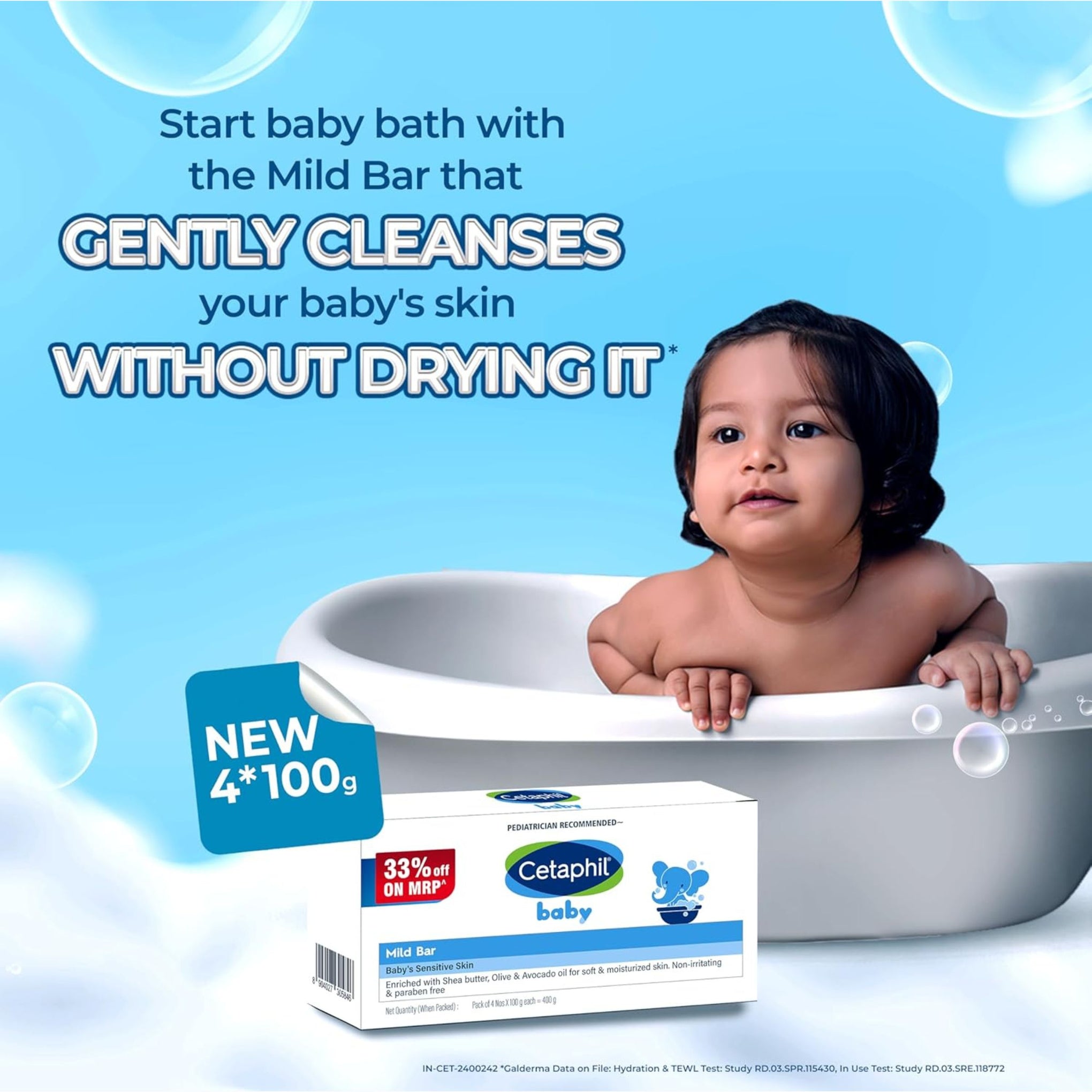 Cetaphil baby PEDIATRICIAN RECOMMENDED Mild Bar pack of 4 , 100g
