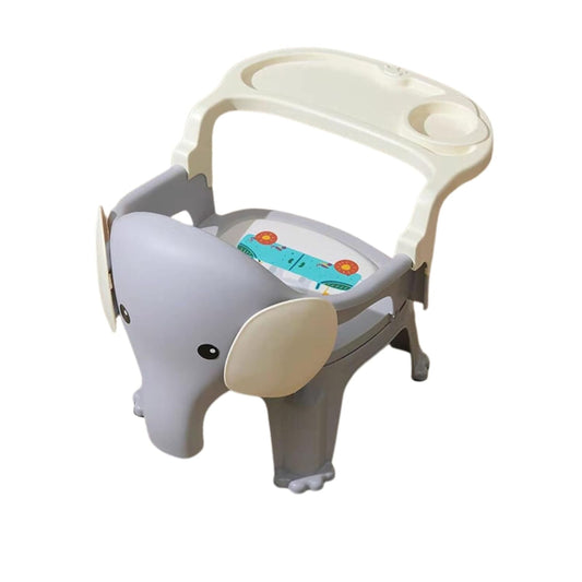 Smile Baby , Baby Chair For Kids Study Table Chair With Cushion Seat ,Removable Food Tray & High Backrest ,Booster Seat For Baby ,Home School Kids Chair For Toddlers, Grey , Pink , Green color elephant design