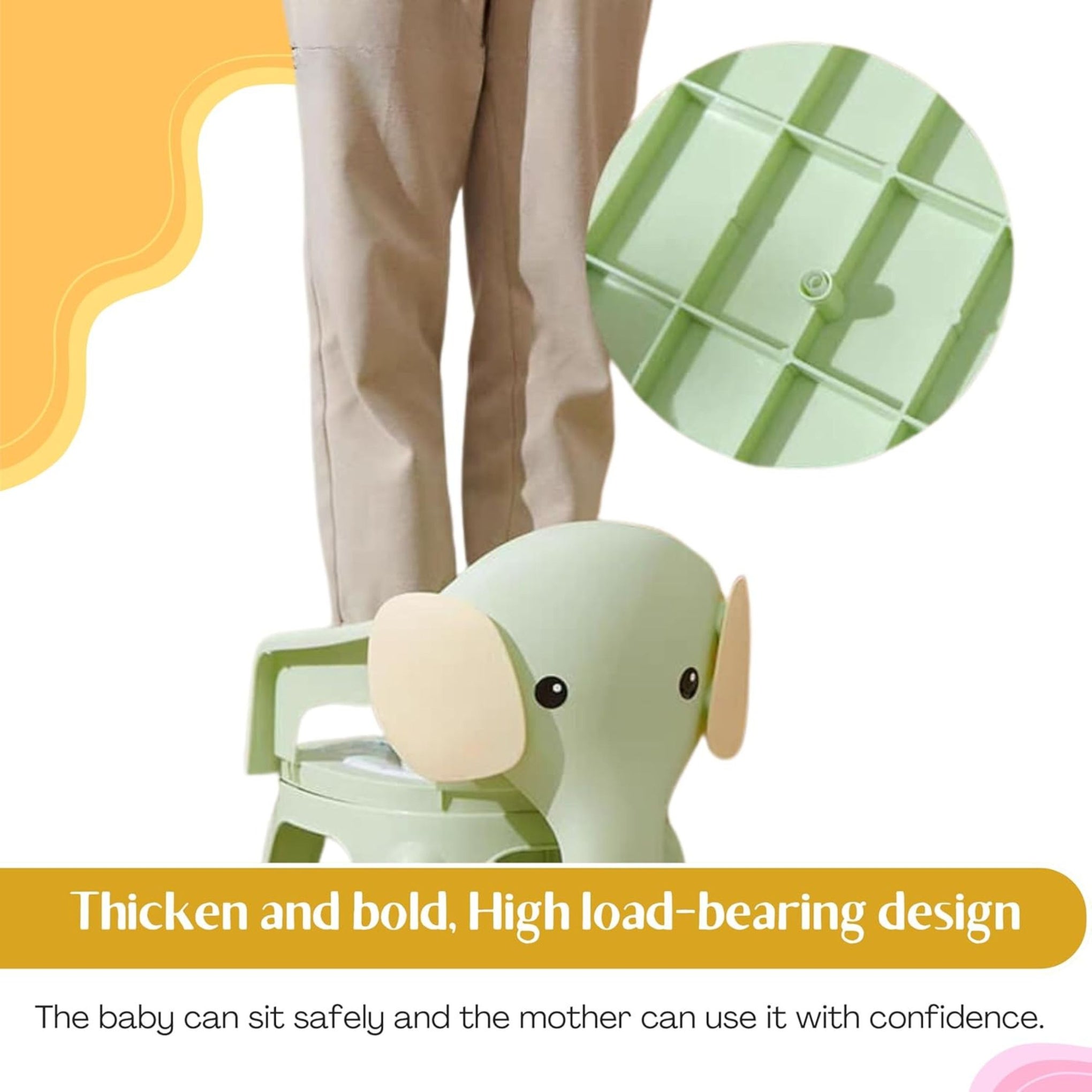 Smile Baby , Baby Chair For Kids Study Table Chair With Cushion Seat ,Removable Food Tray & High Backrest ,Booster Seat For Baby ,Home School Kids Chair For Toddlers, Grey , Pink , Green color elephant design
