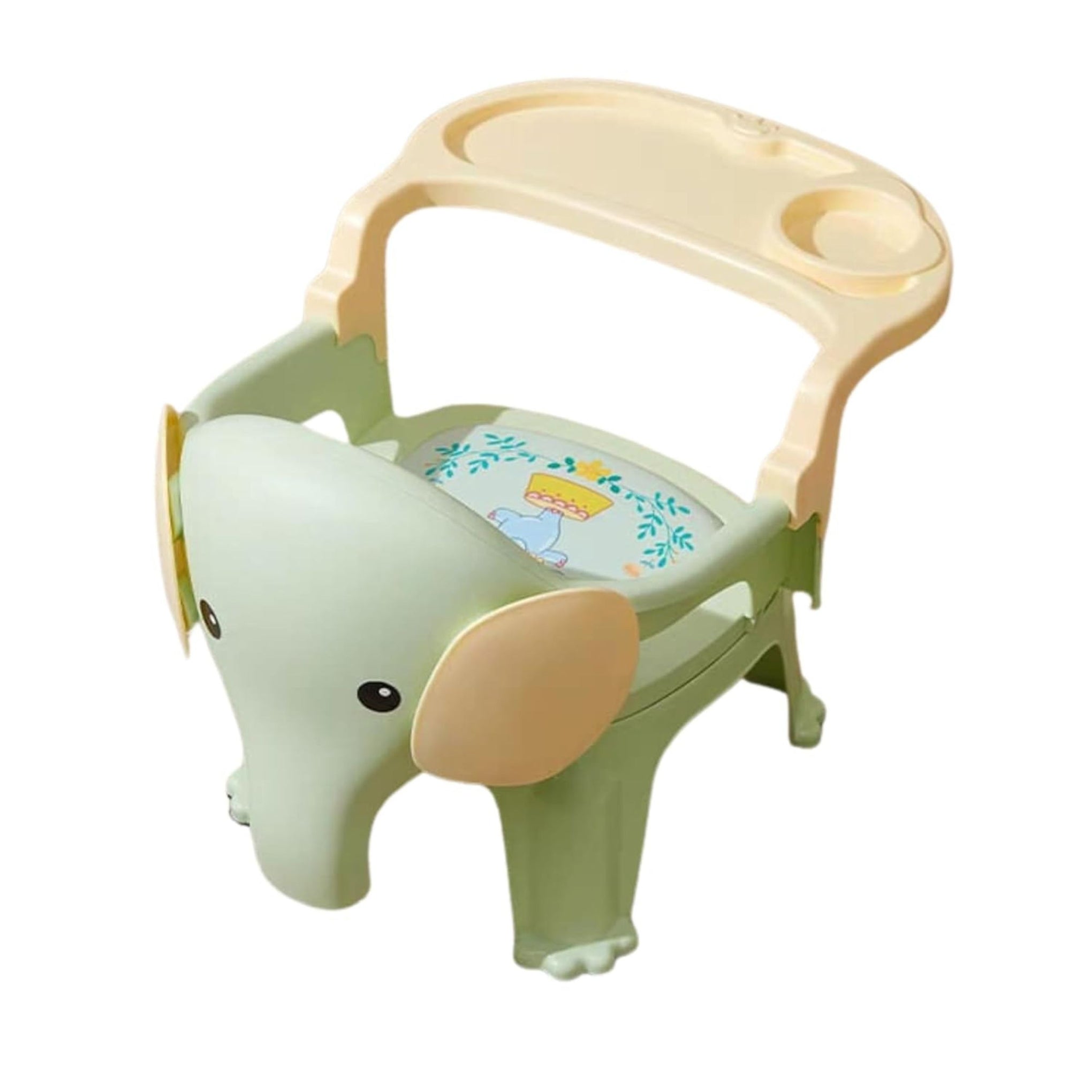 Smile Baby , Baby Chair For Kids Study Table Chair With Cushion Seat ,Removable Food Tray & High Backrest ,Booster Seat For Baby ,Home School Kids Chair For Toddlers, Grey , Pink , Green color elephant design