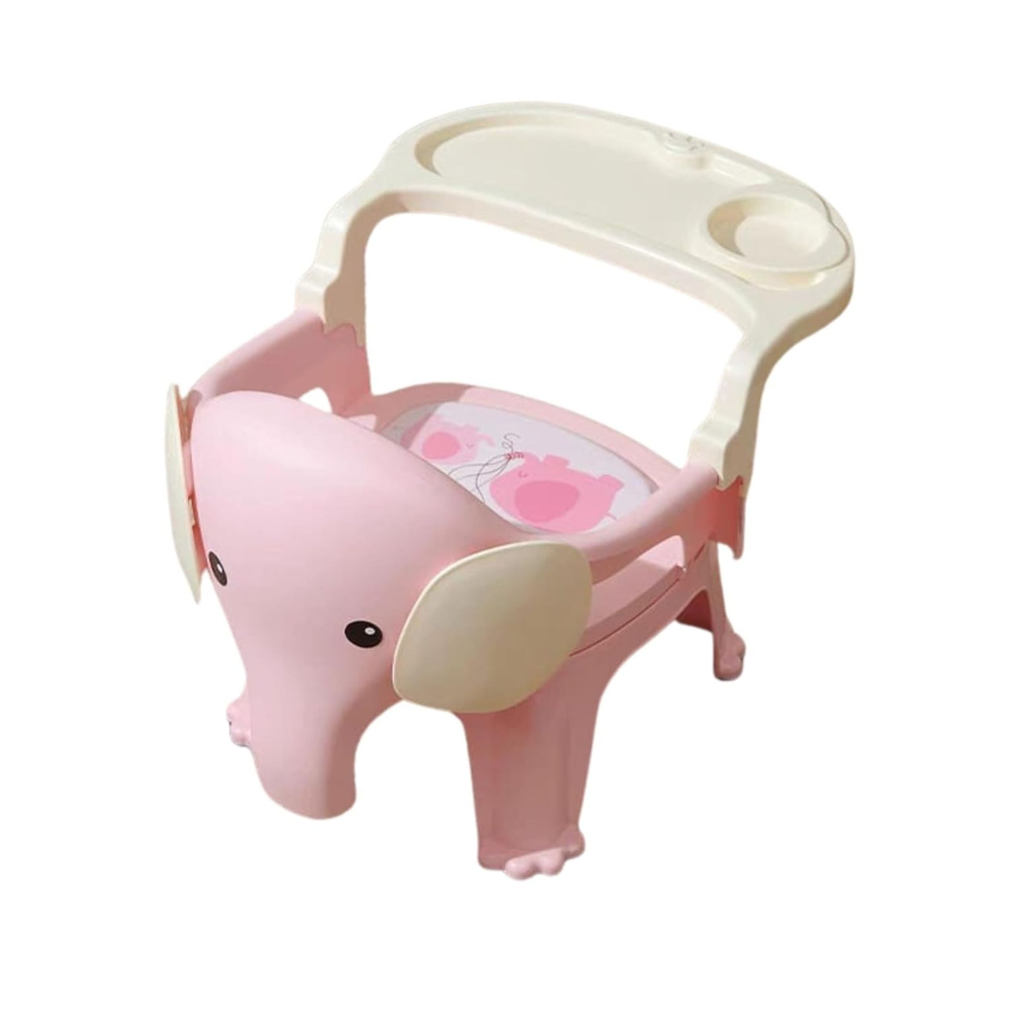 Smile Baby , Baby Chair For Kids Study Table Chair With Cushion Seat ,Removable Food Tray & High Backrest ,Booster Seat For Baby ,Home School Kids Chair For Toddlers, Grey , Pink , Green color elephant design