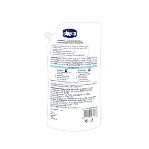 Chicco Baby Laundry Detergent 1L Pouch | Liquid Detergent for Baby Clothes | Kills 99% Bacteria and Fungi | 5X Stain Fighter | Free From Harsh Chemicals & Colorants