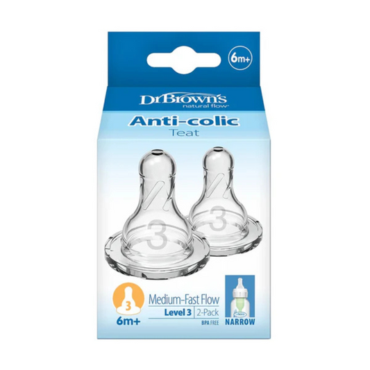 Dr. Brown's Silicone Natural Flow Level 3 Narrow Nipple - Set of 2
