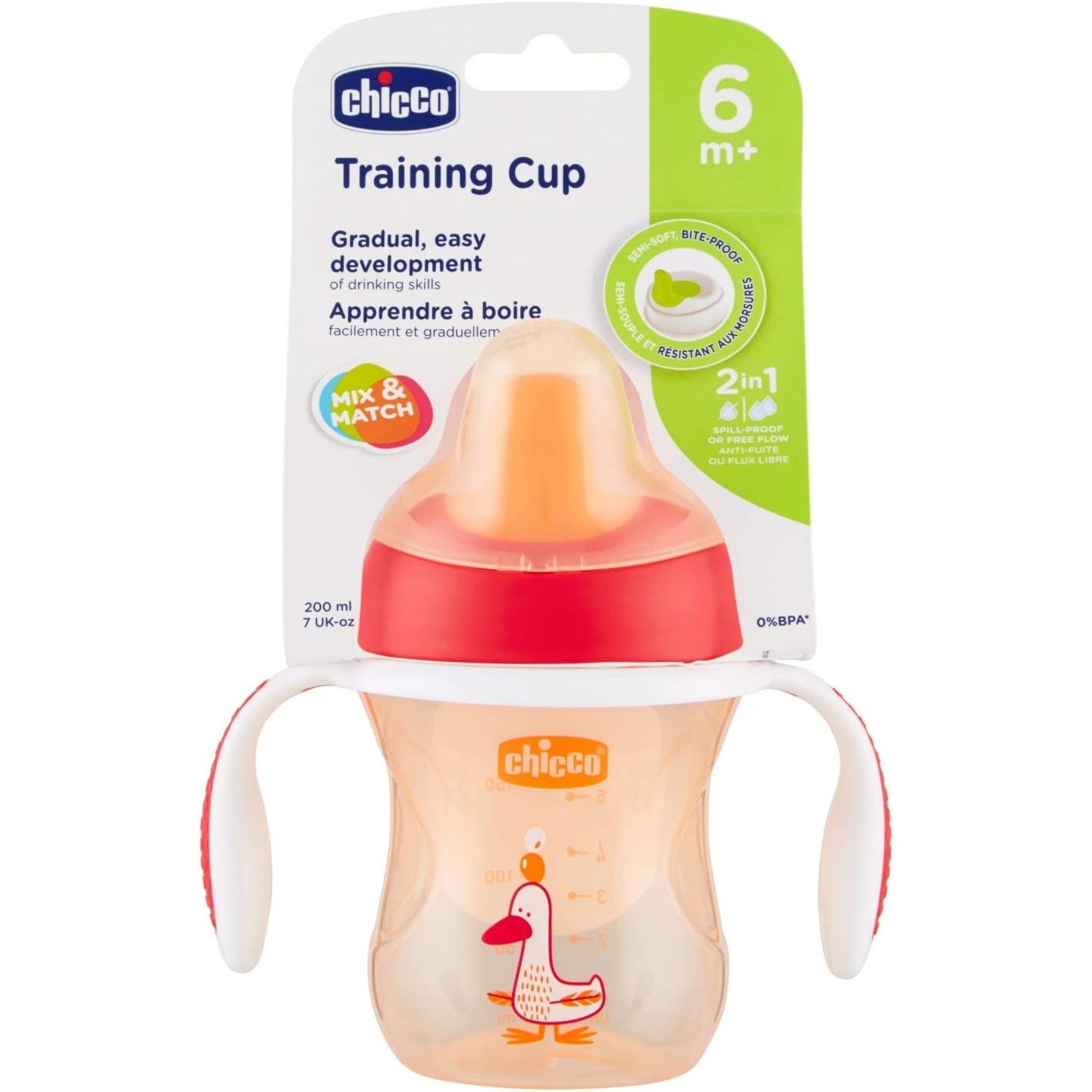 Chicco TRAINING CUP 6M+ NEUTRAL PACK2/NEW orrange  duck