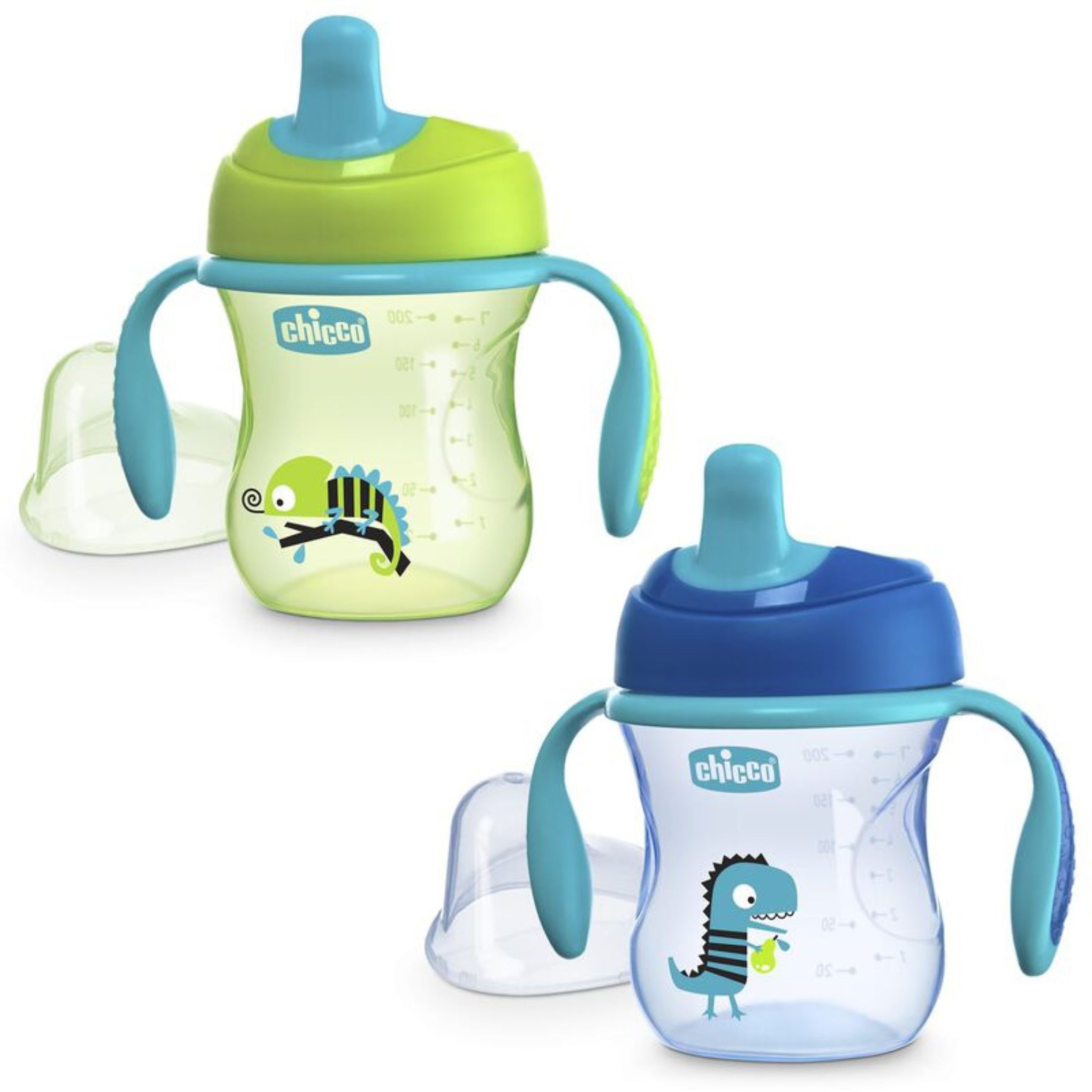 Chicco Training Cup for Babies, 200ml | Semi Soft Bite Resistant Spout Sipper (6+ months) | Spill-Proof | Easy-Grip | BPA-free Material ( green Multicolor)