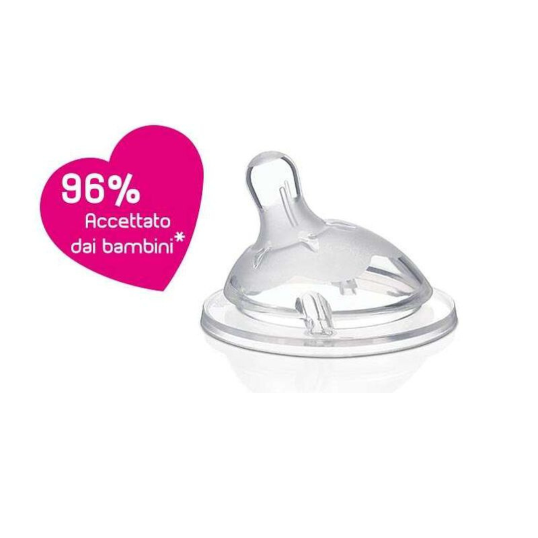 Chicco Teat Natural Feeling with Anti-Colic Effect, Nipple For Wide Neck Feeding Bottles, Food Flow, For Babies & Toddlers (Pack of 2)