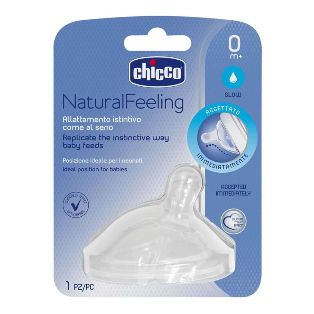 Chicco Teat Natural Feeling with Anti-Colic Effect, Nipple For Wide Neck Feeding Bottles, Food Flow, For Babies & Toddlers (Pack of 2)