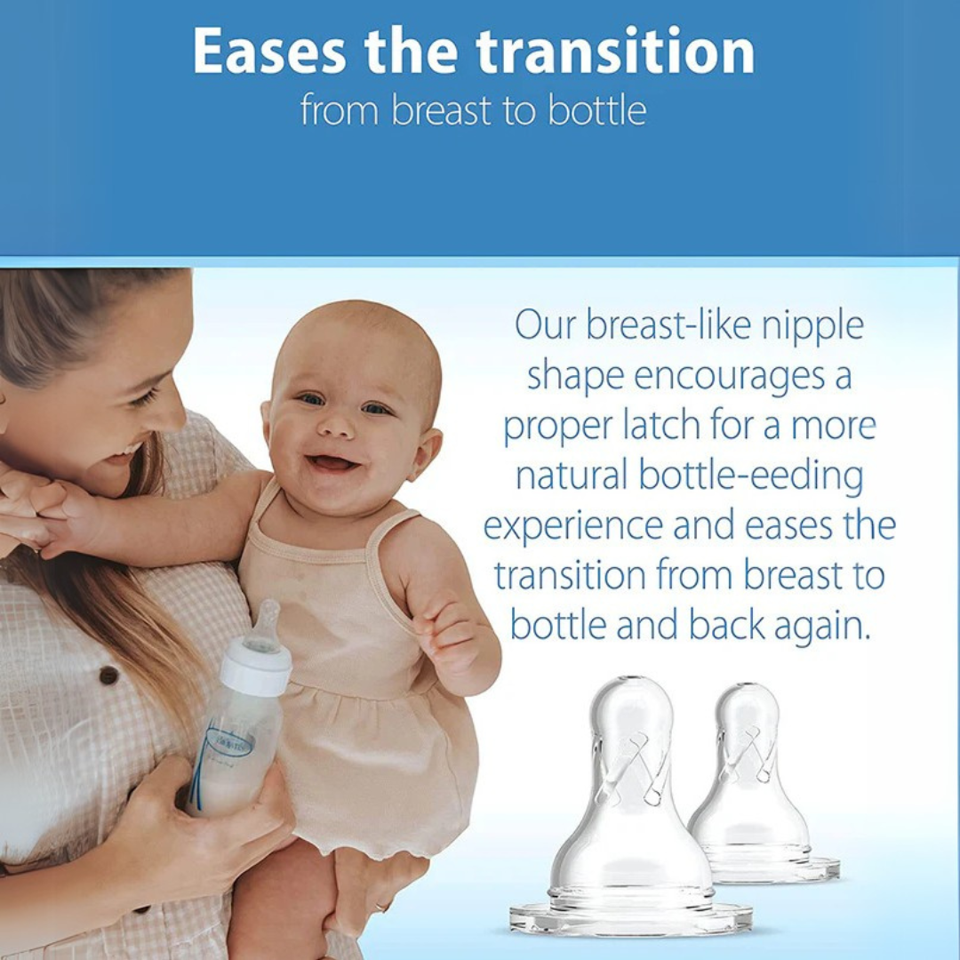 Dr. Brown's Natural Flow Narrow Nipple-Level 2 Anti Colic Vent System-Pack of 2-Feeding Bottle Teat